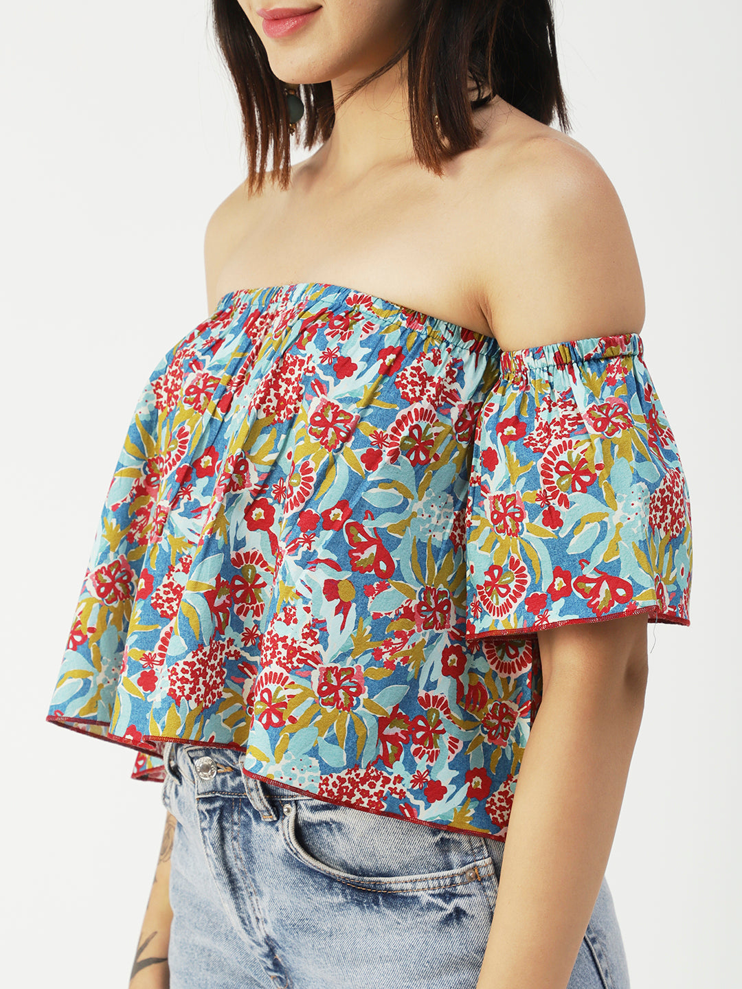 Cotton Off-Shoulder Crop