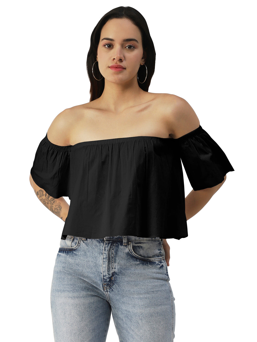 Cotton Off-Shoulder Crop