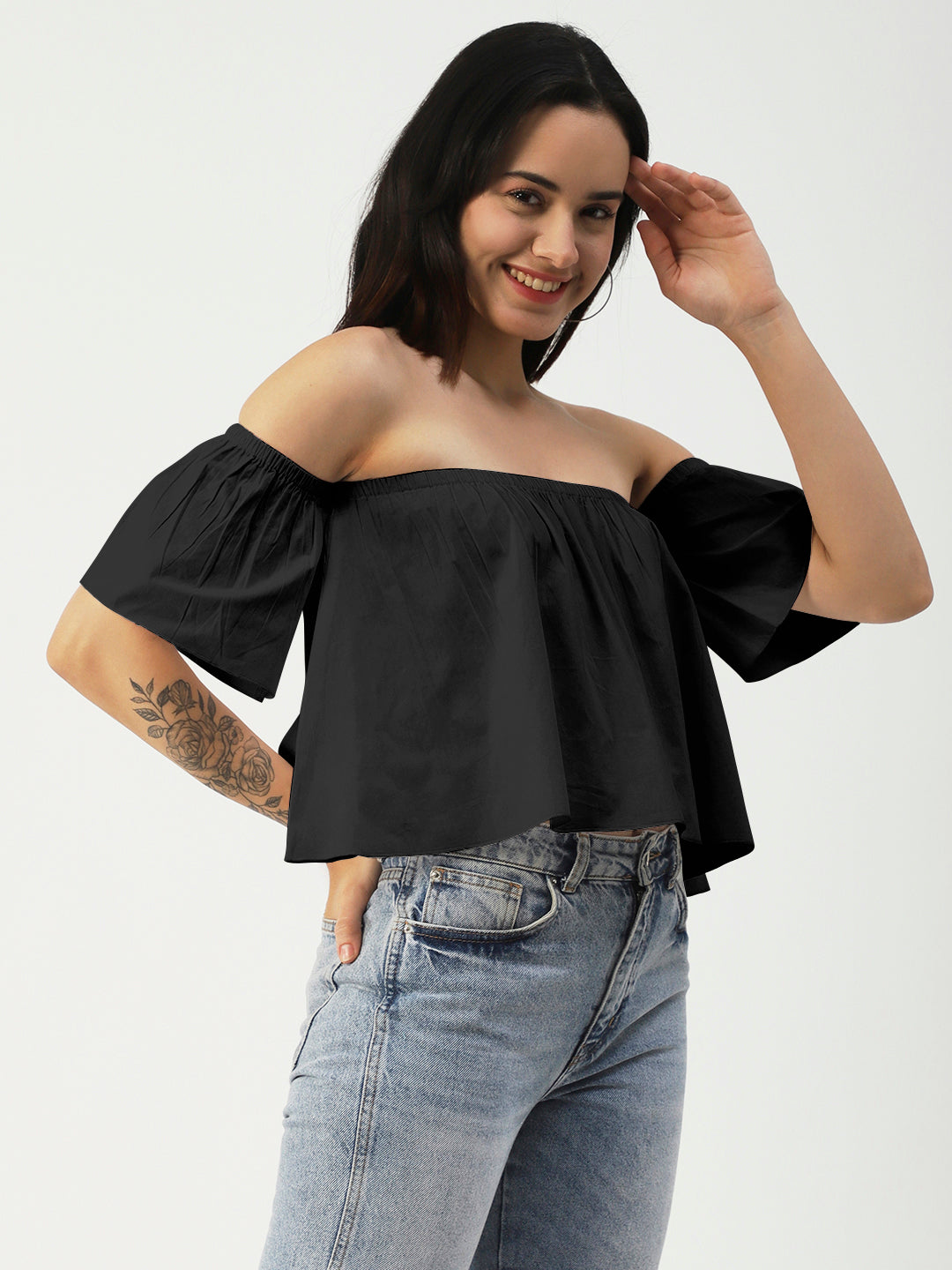 Cotton Off-Shoulder Crop
