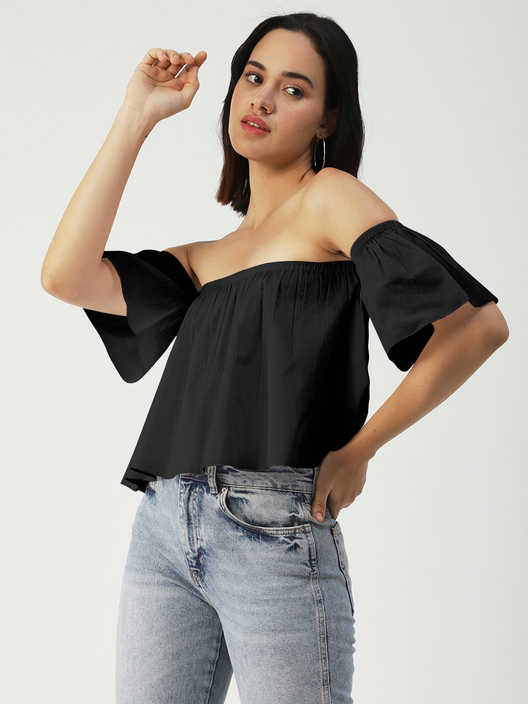 Cotton Off-Shoulder Crop