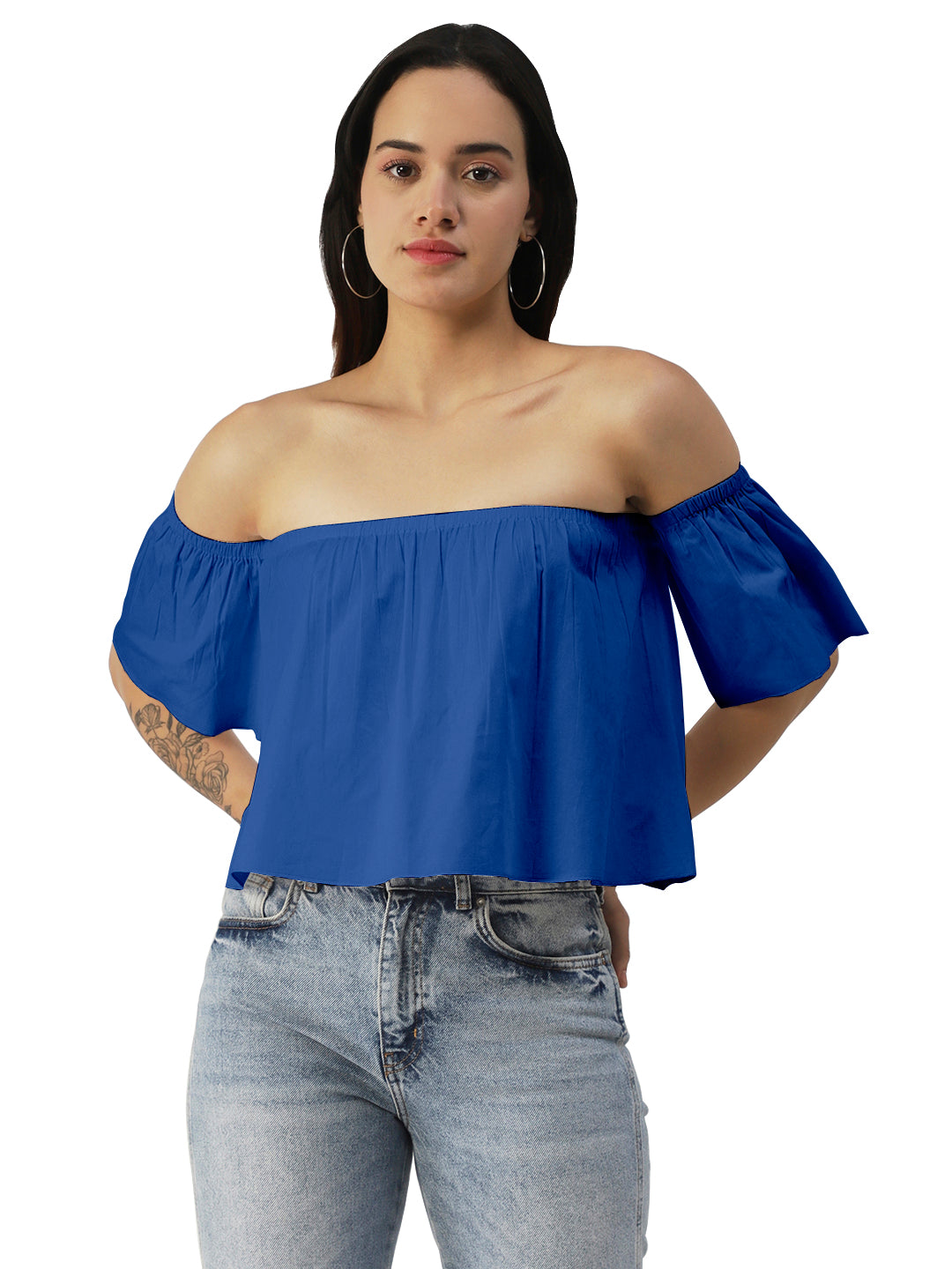 Cotton Off-Shoulder Crop
