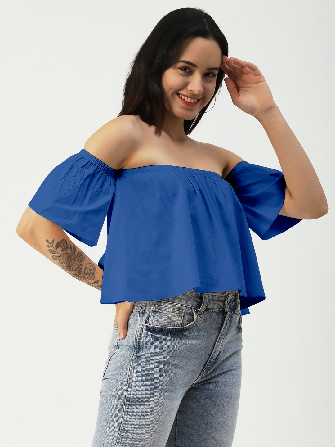 Cotton Off-Shoulder Crop