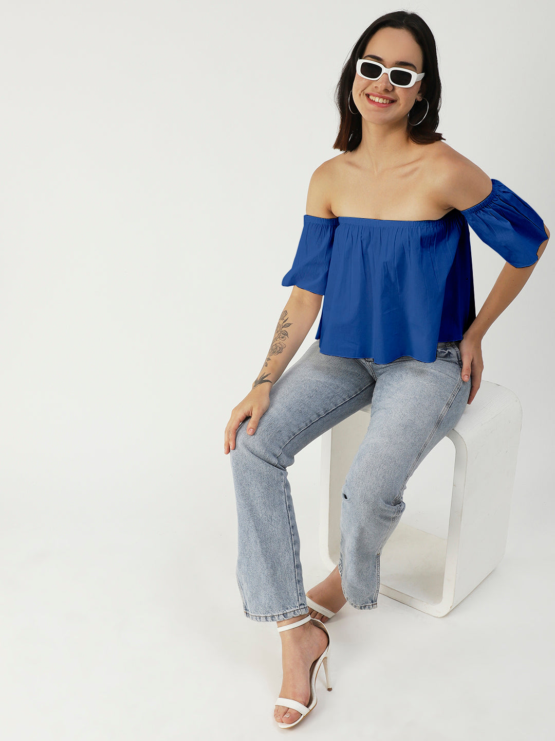 Cotton Off-Shoulder Crop