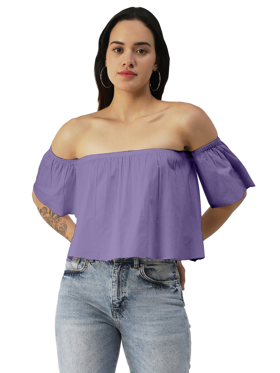 Cotton Off-Shoulder Crop