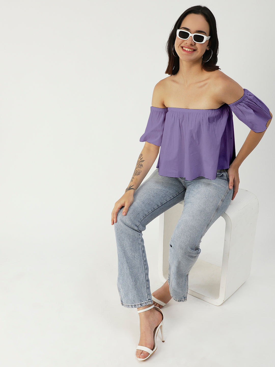 Cotton Off-Shoulder Crop