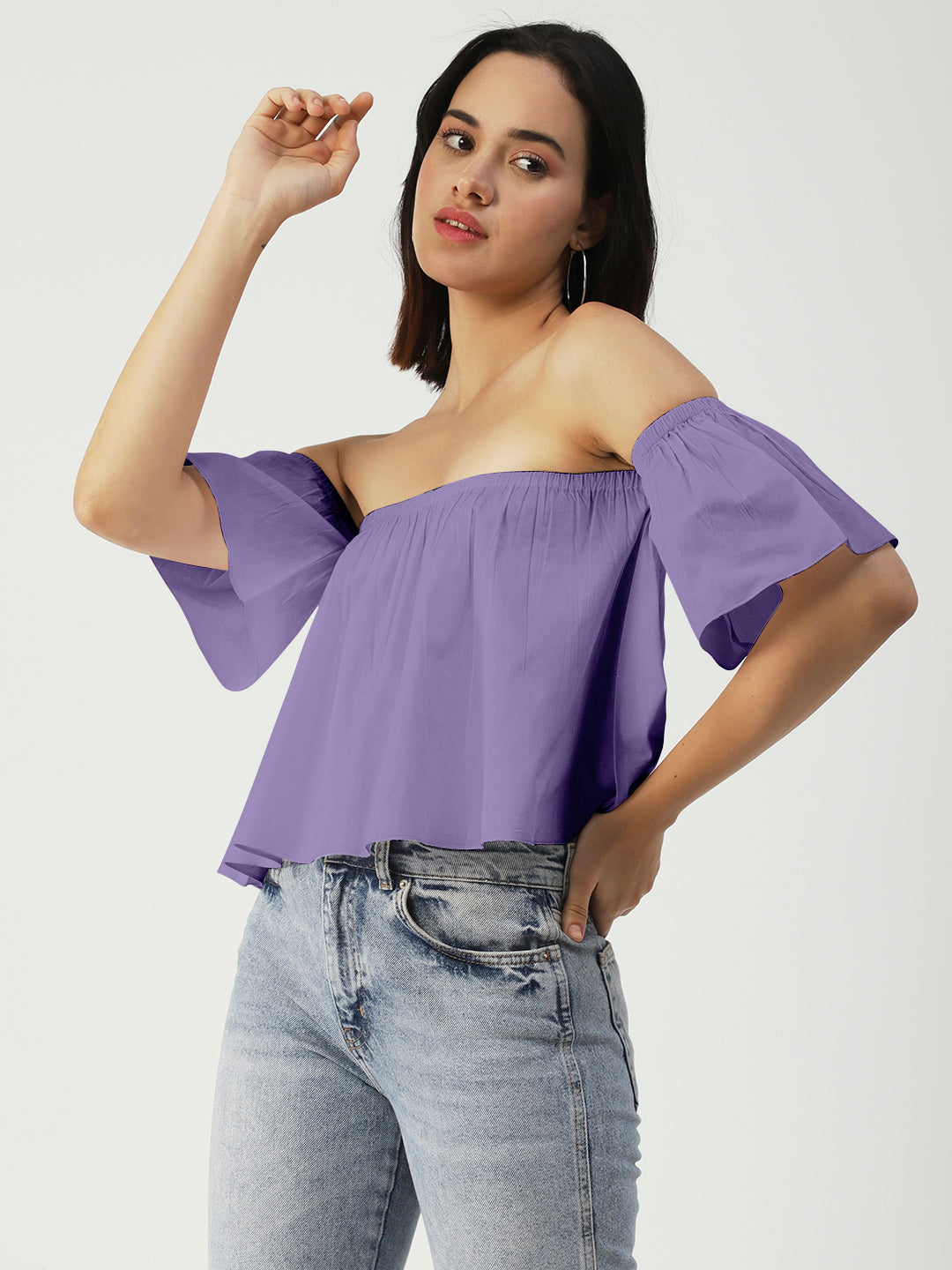 Cotton Off-Shoulder Crop