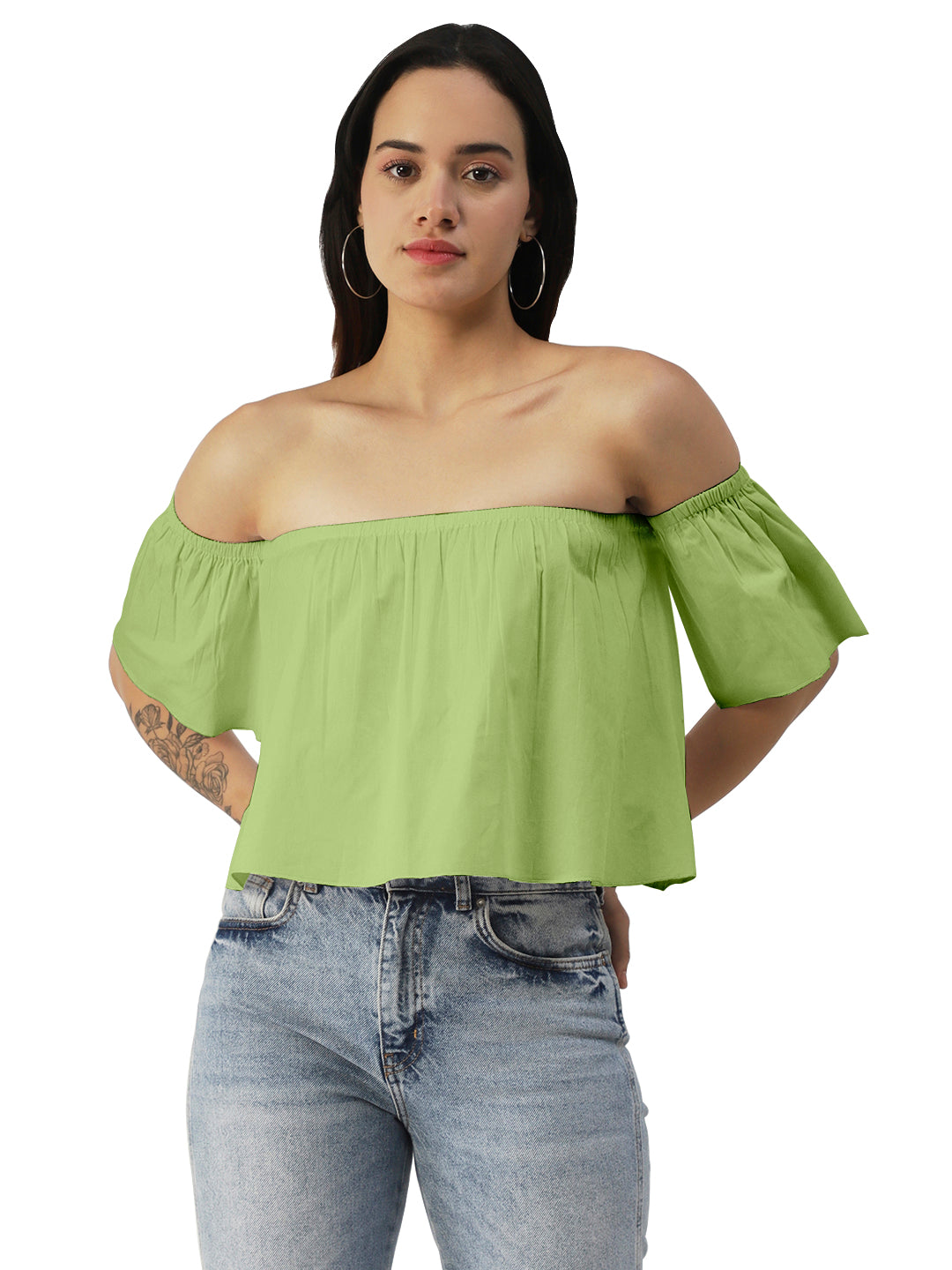 Cotton Off-Shoulder Crop