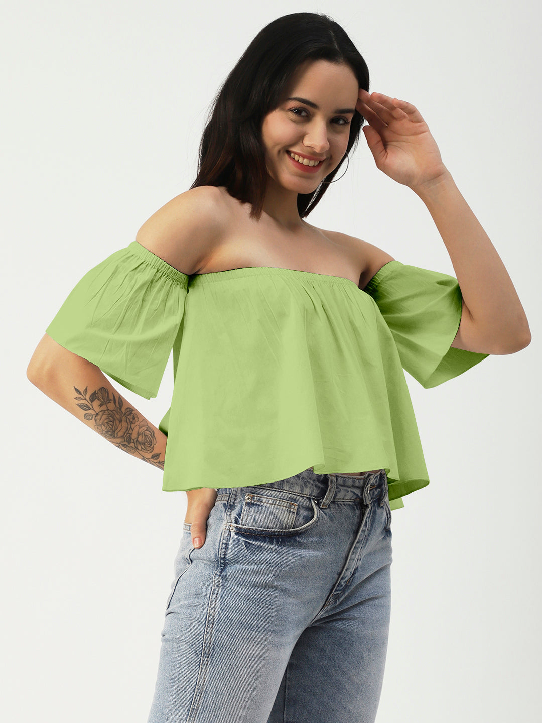 Cotton Off-Shoulder Crop