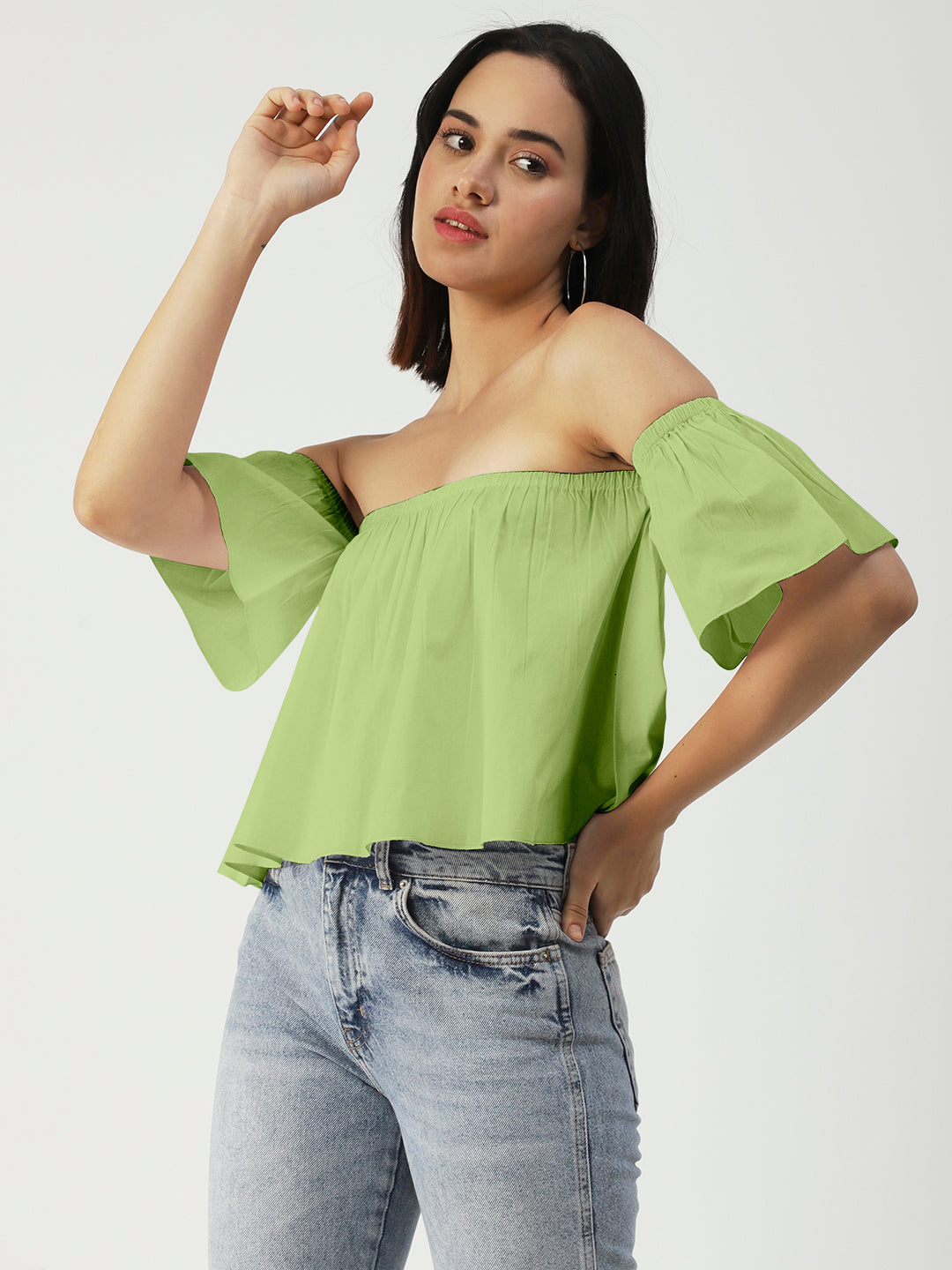 Cotton Off-Shoulder Crop