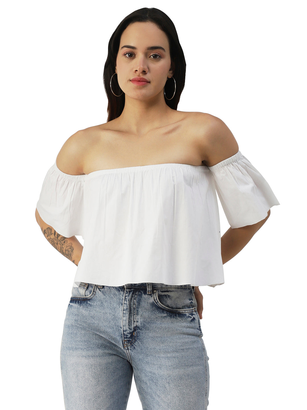 Cotton Off-Shoulder Crop