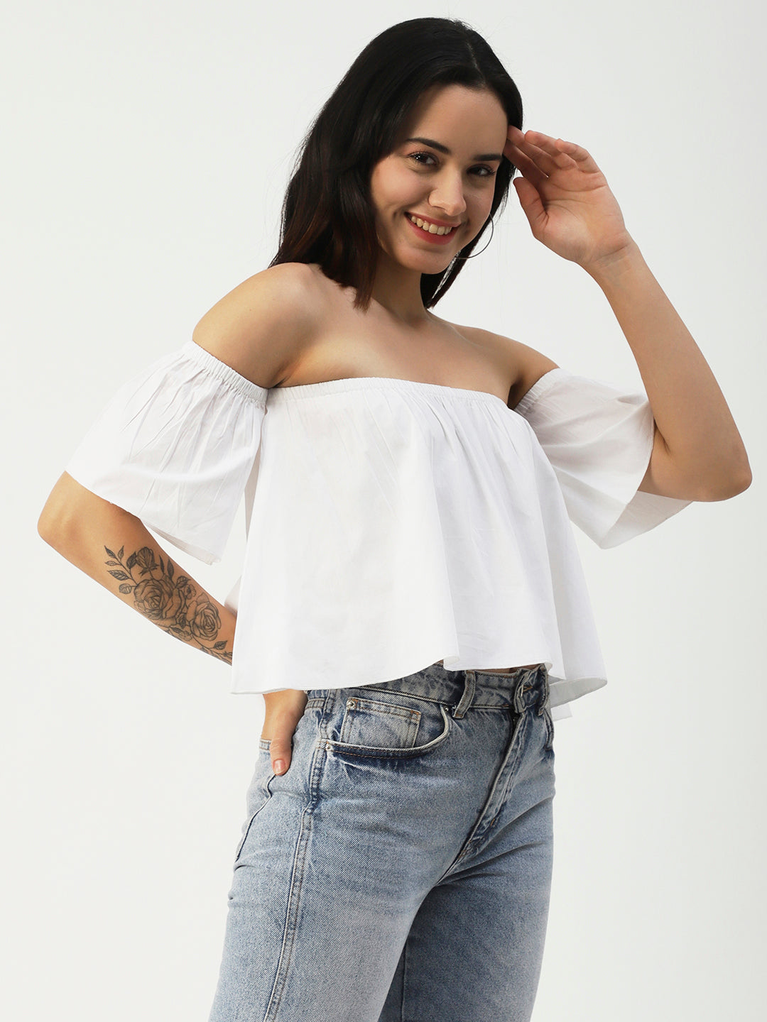 Cotton Off-Shoulder Crop