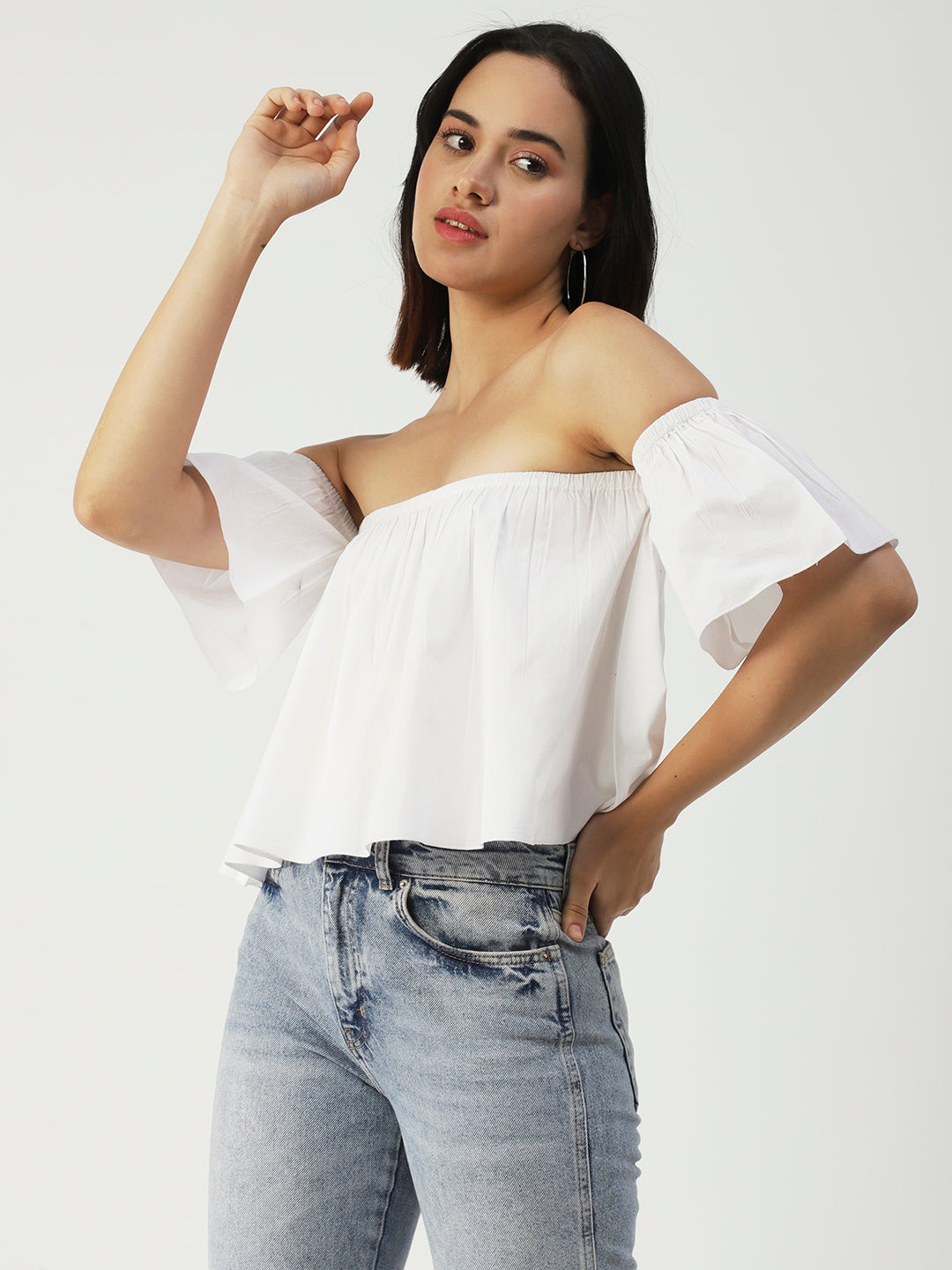 Cotton Off-Shoulder Crop