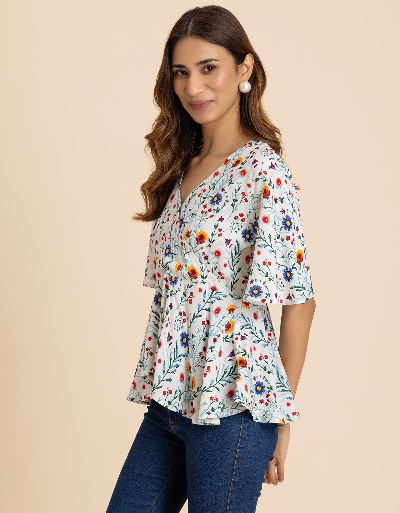 Elegant V-Neck Peplum Summer Top For Women