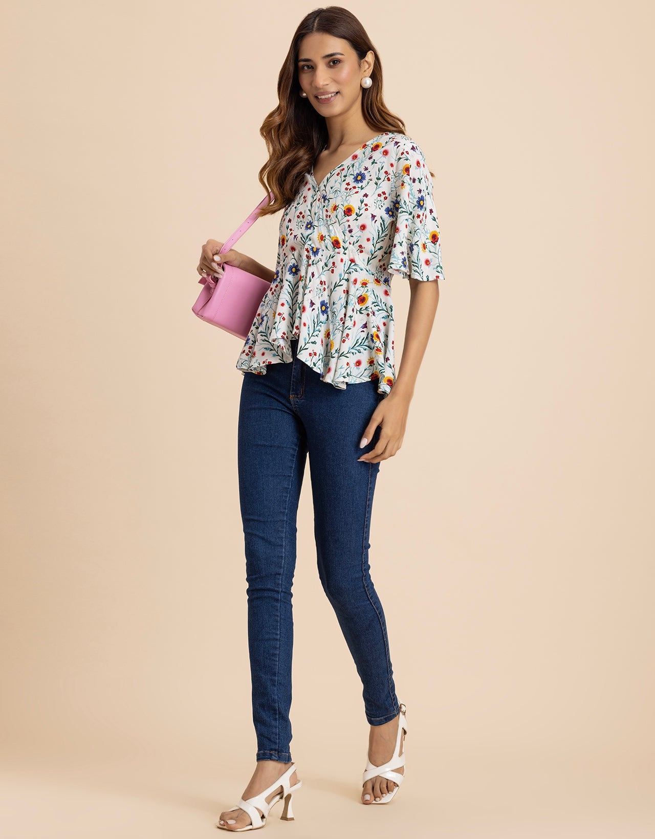 Elegant V-Neck Peplum Summer Top For Women