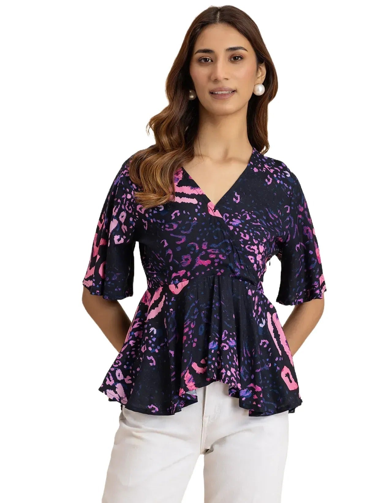Elegant V-Neck Peplum Summer Top For Women