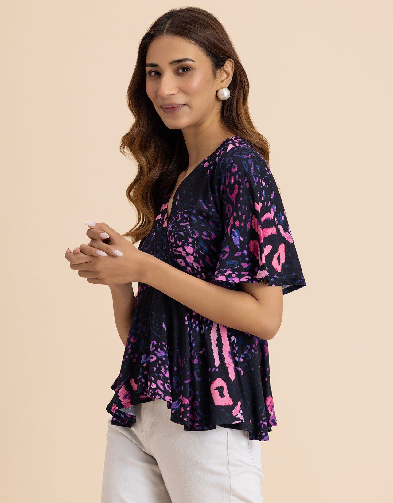 Elegant V-Neck Peplum Summer Top For Women