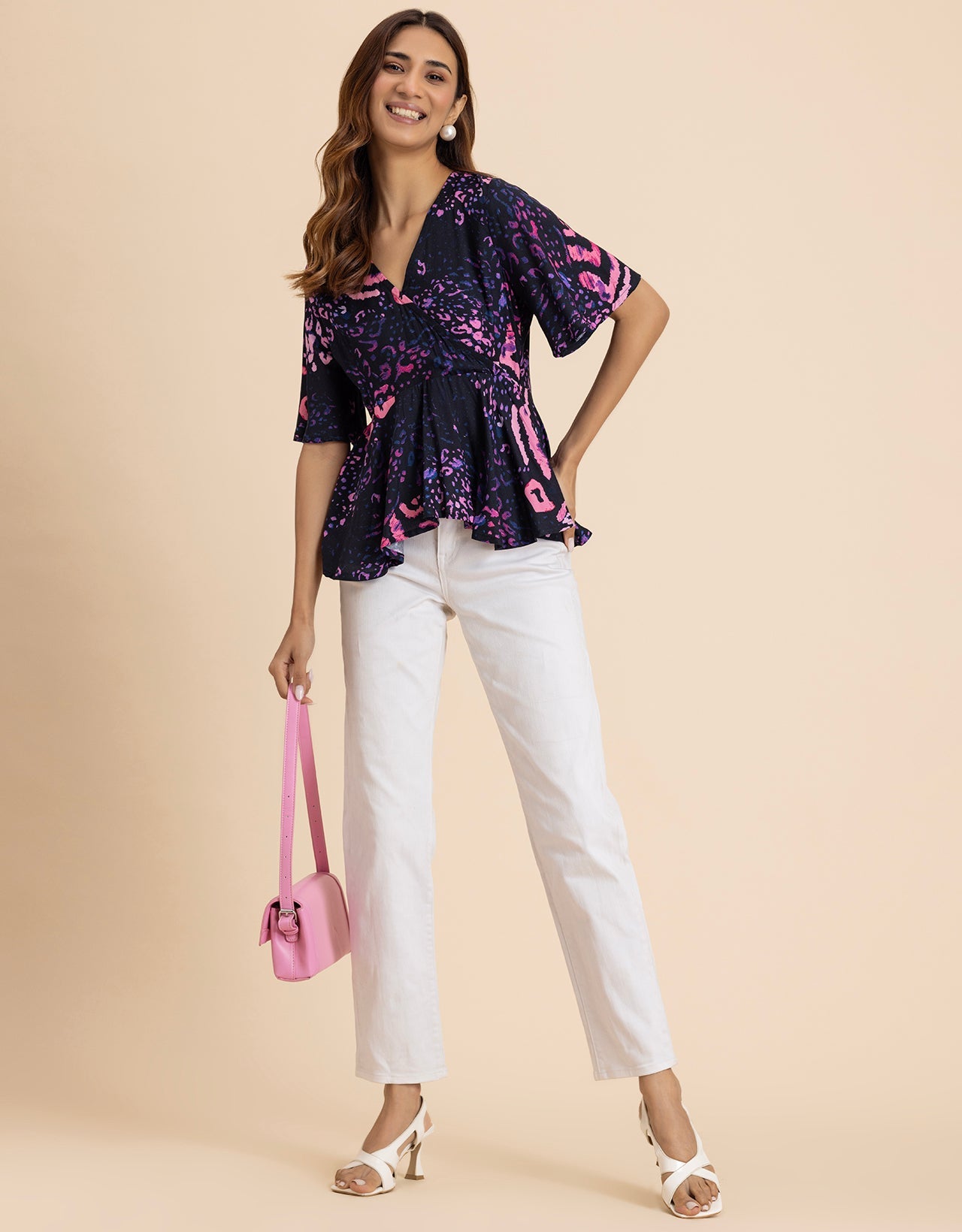 Elegant V-Neck Peplum Summer Top For Women