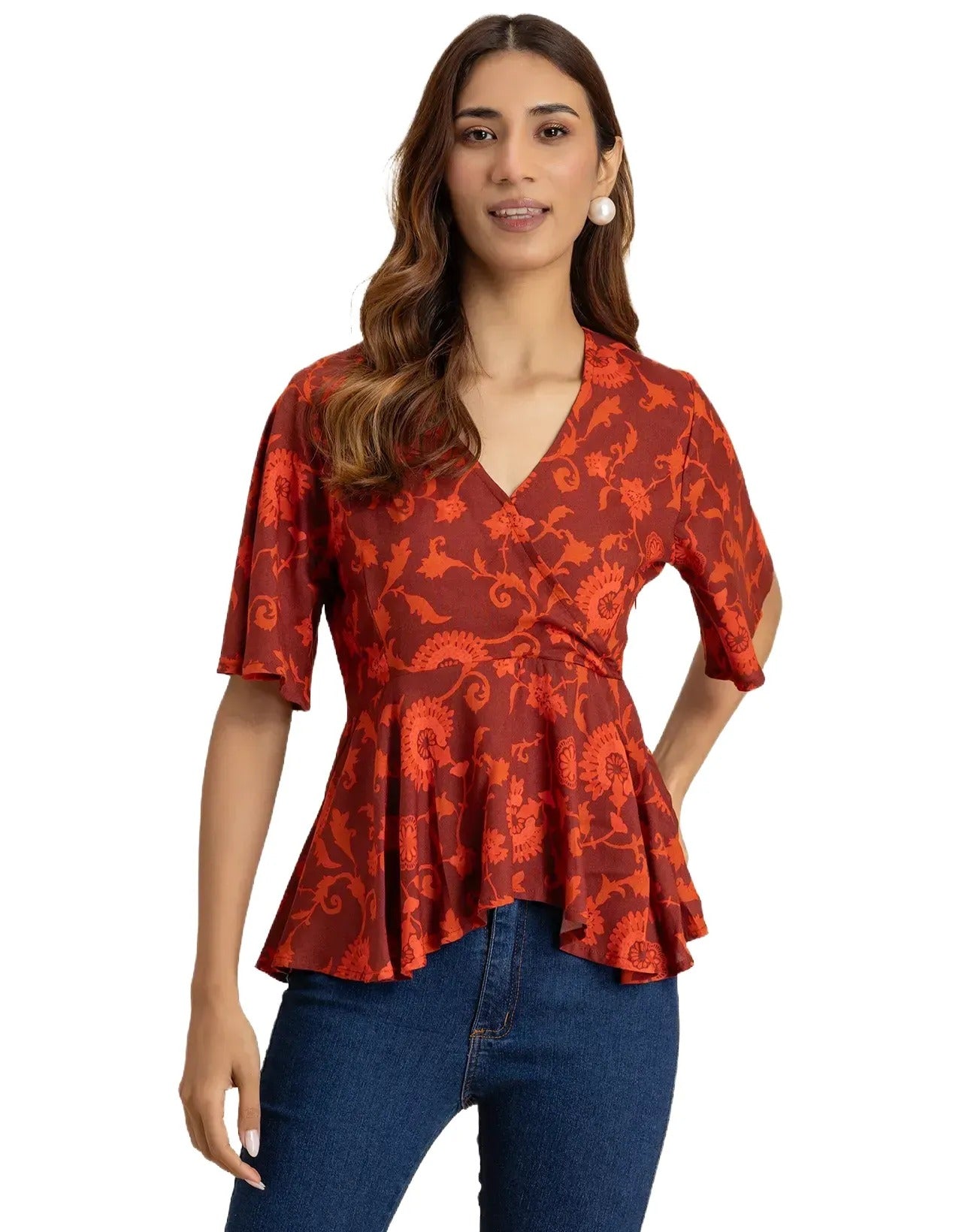 Elegant V-Neck Peplum Summer Top For Women