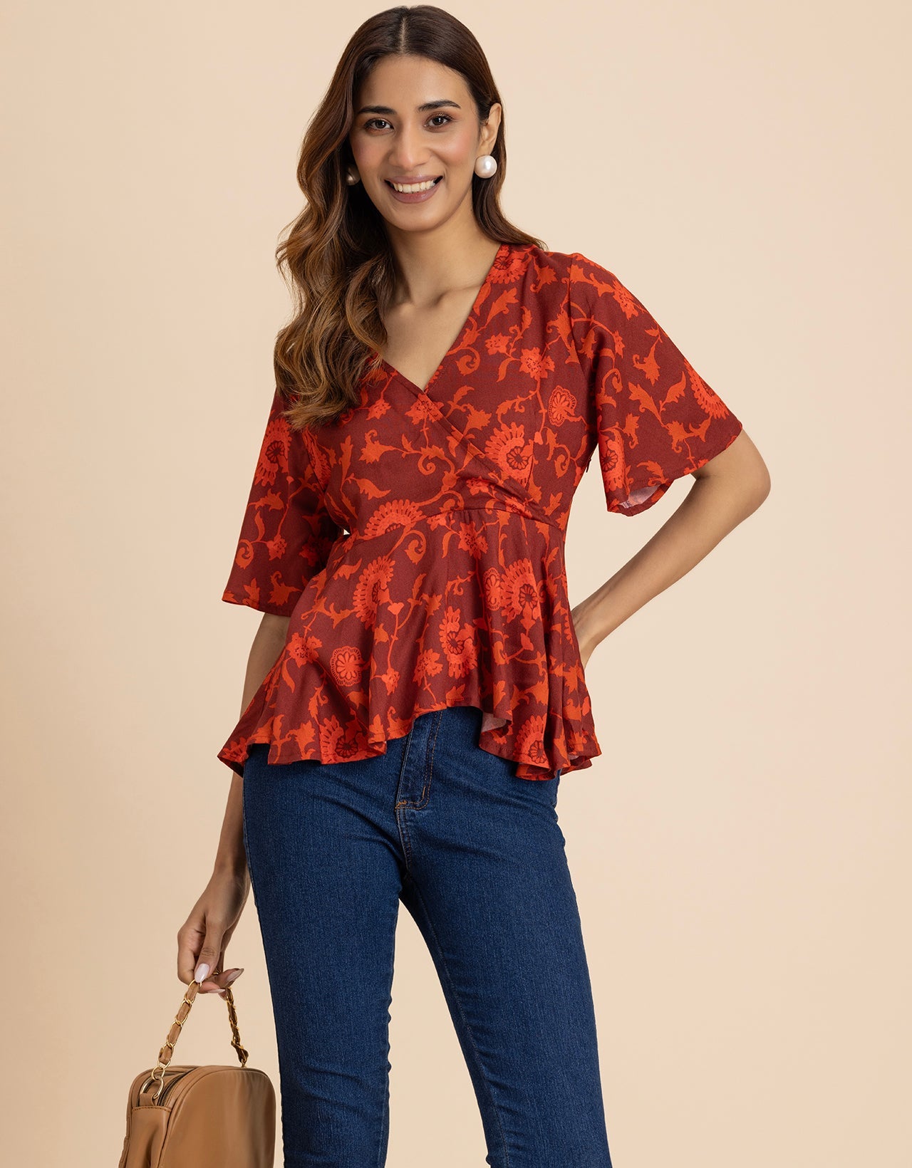 Elegant V-Neck Peplum Summer Top For Women