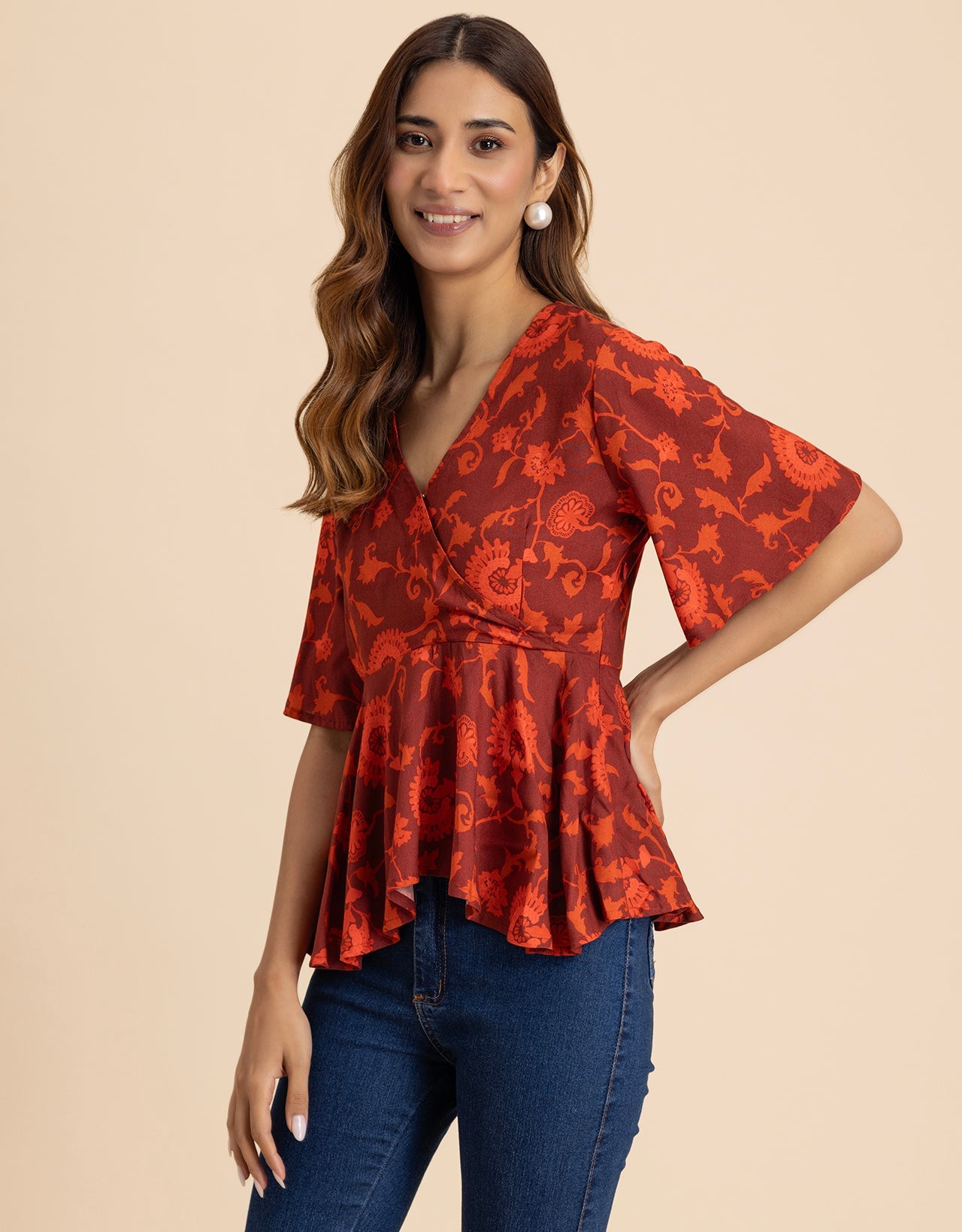 Elegant V-Neck Peplum Summer Top For Women