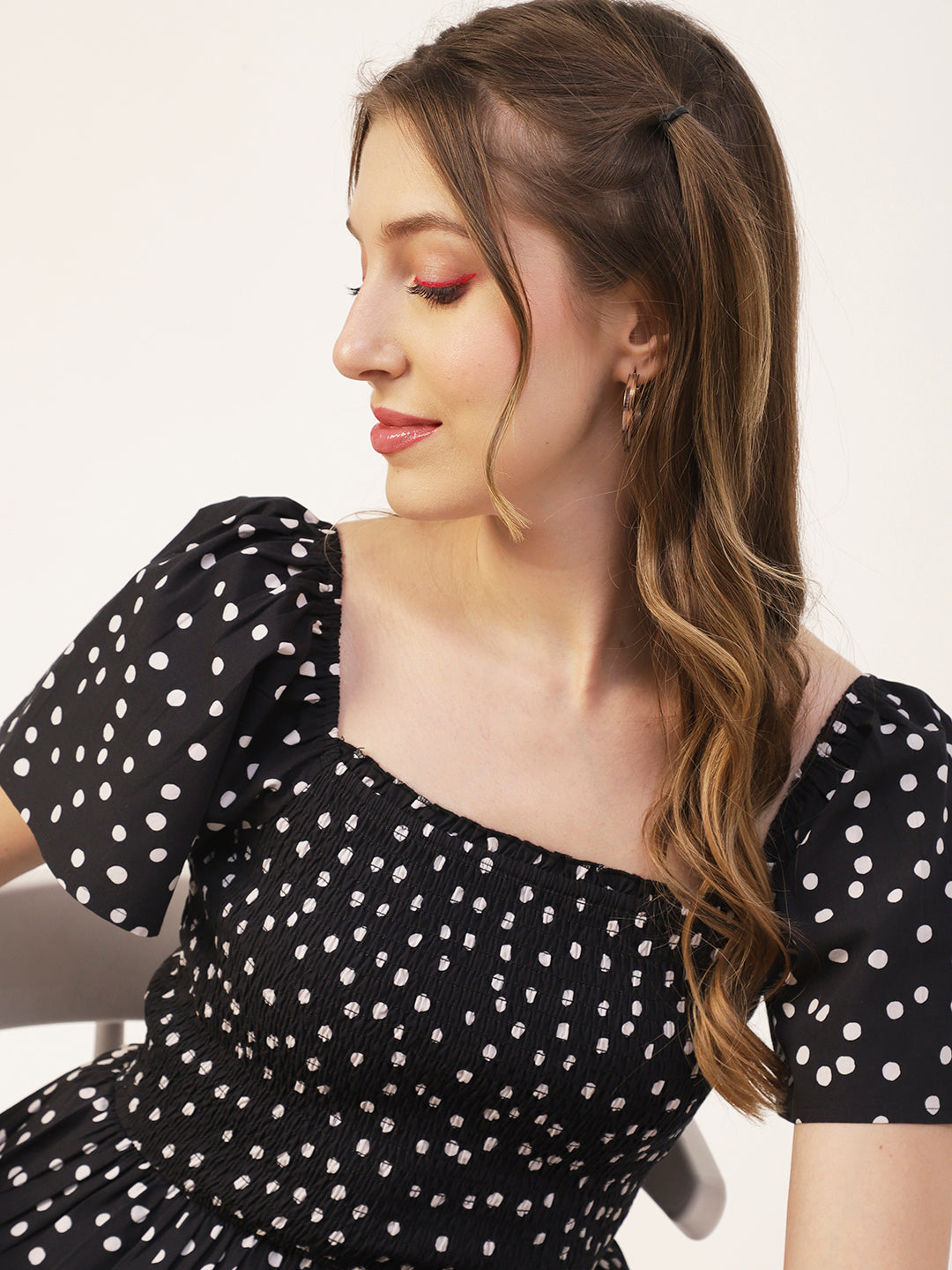 Printed Cotton Smocked Top