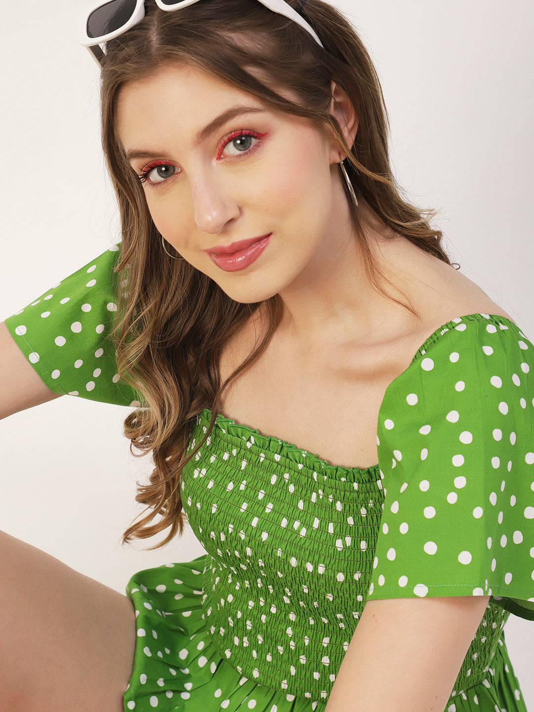 Printed Cotton Smocked Top