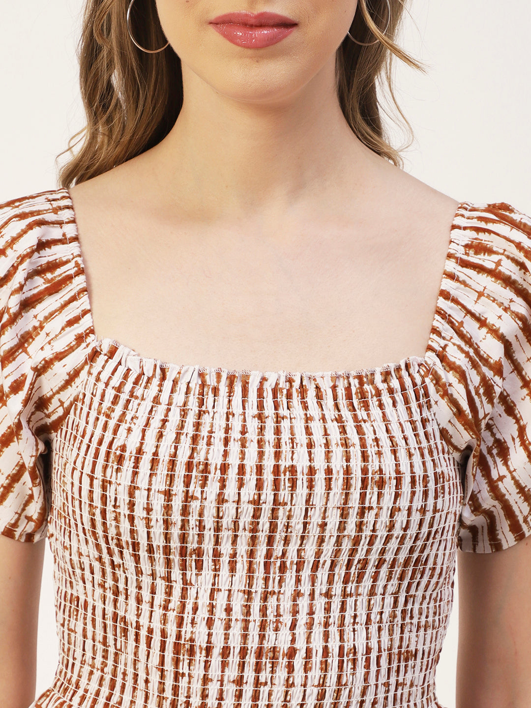 Printed Cotton Smocked Top