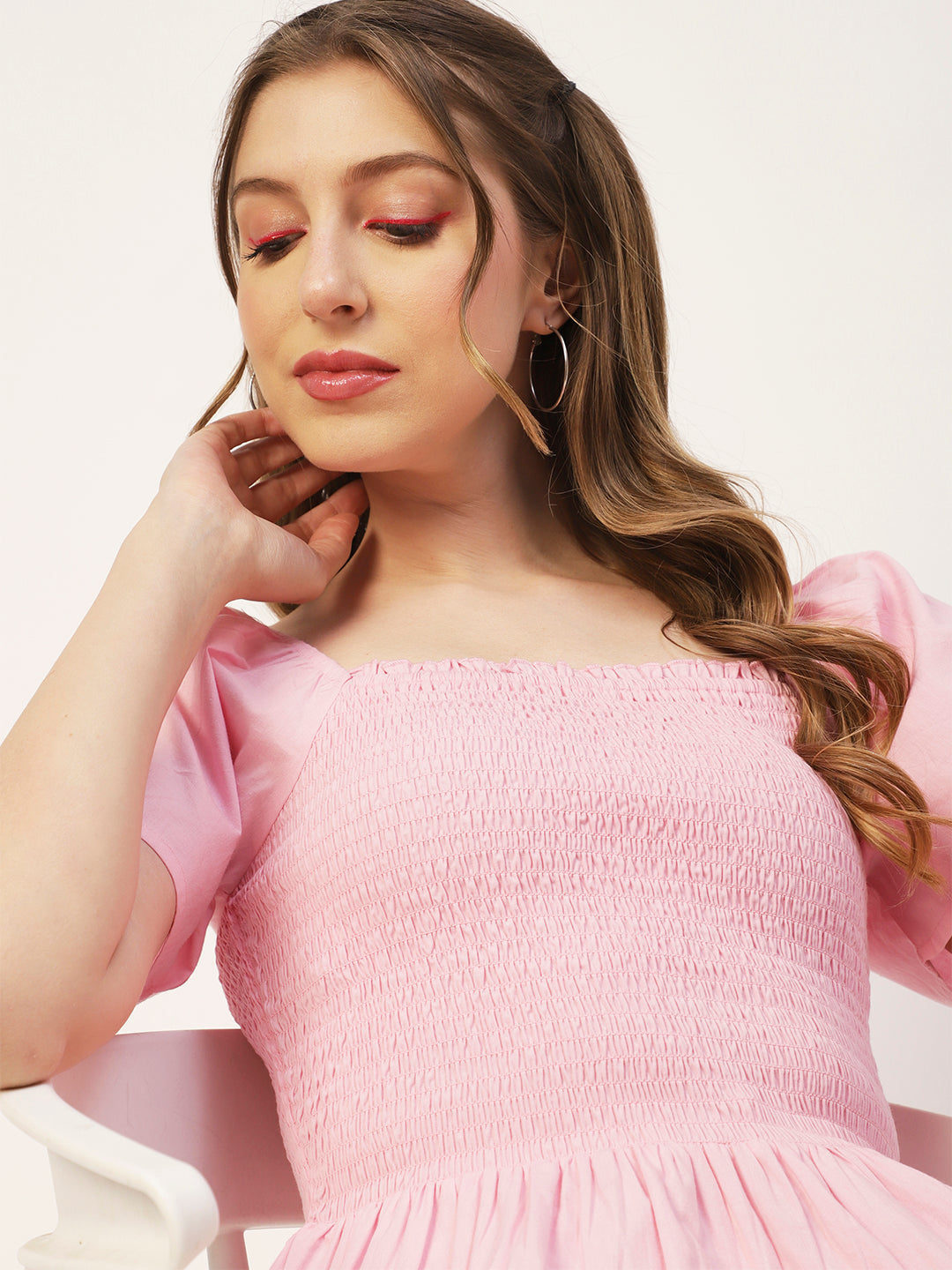 Printed Cotton Smocked Top
