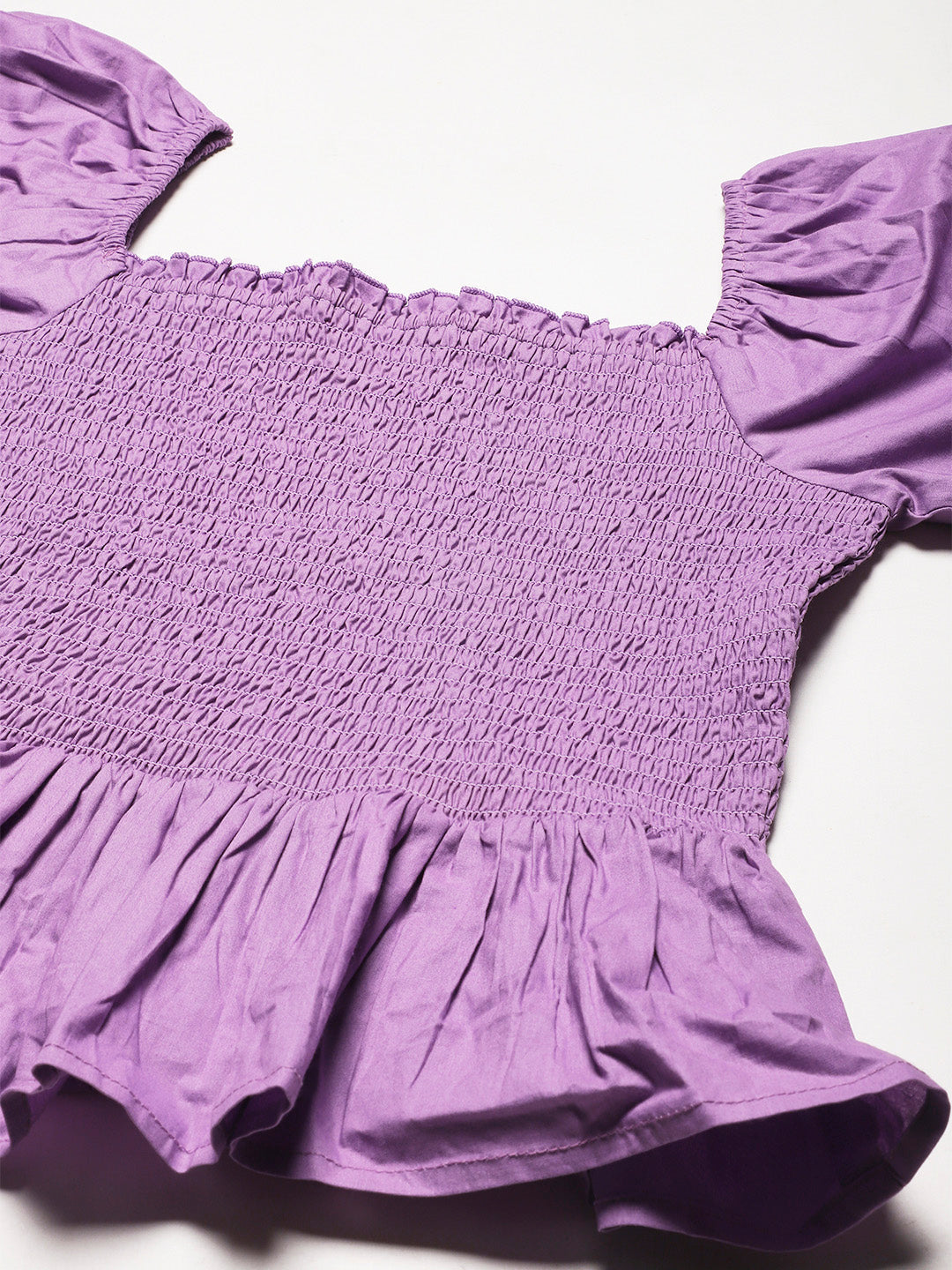 Printed Cotton Smocked Top