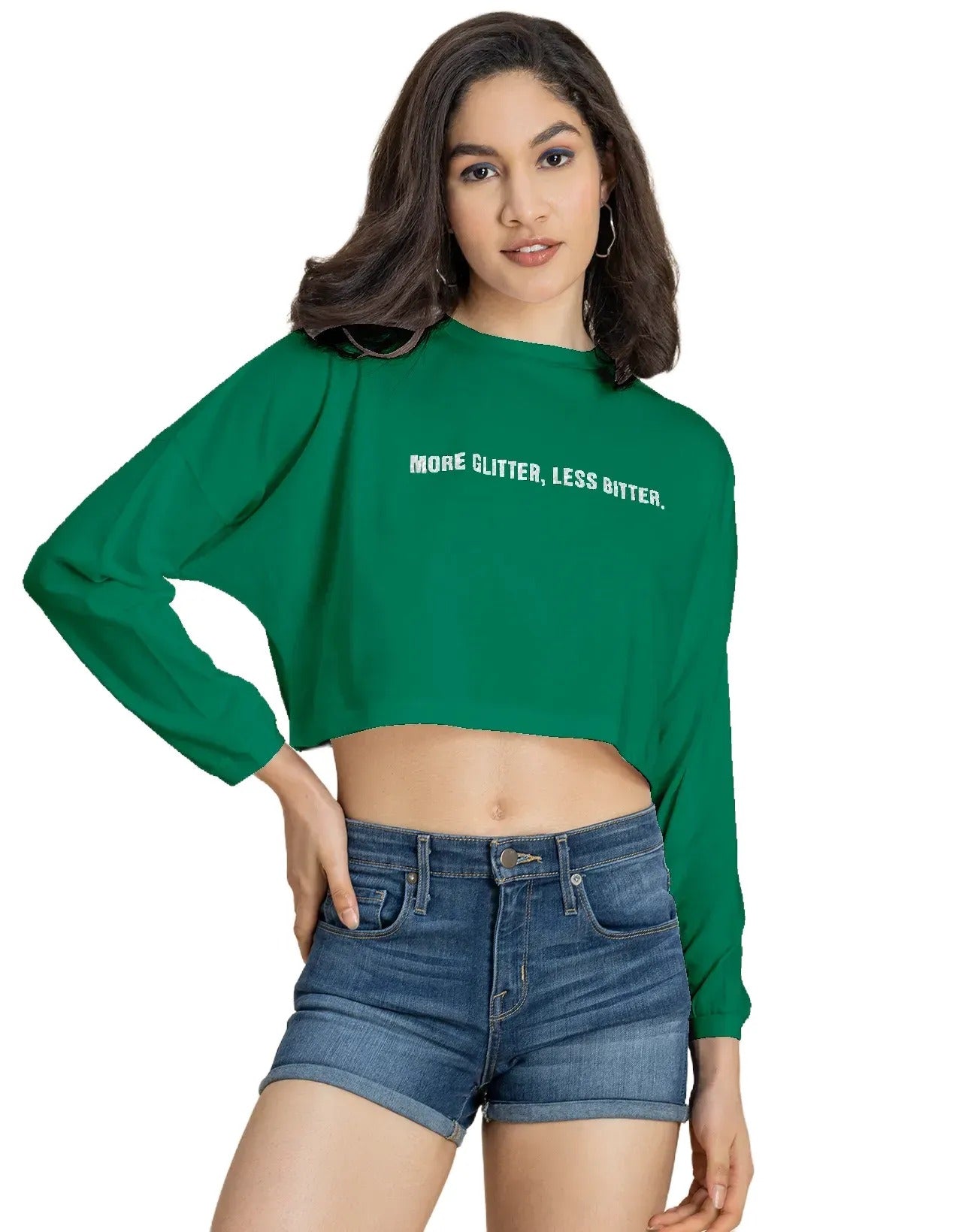 Full Sleeves Boxy Crop Top For Women