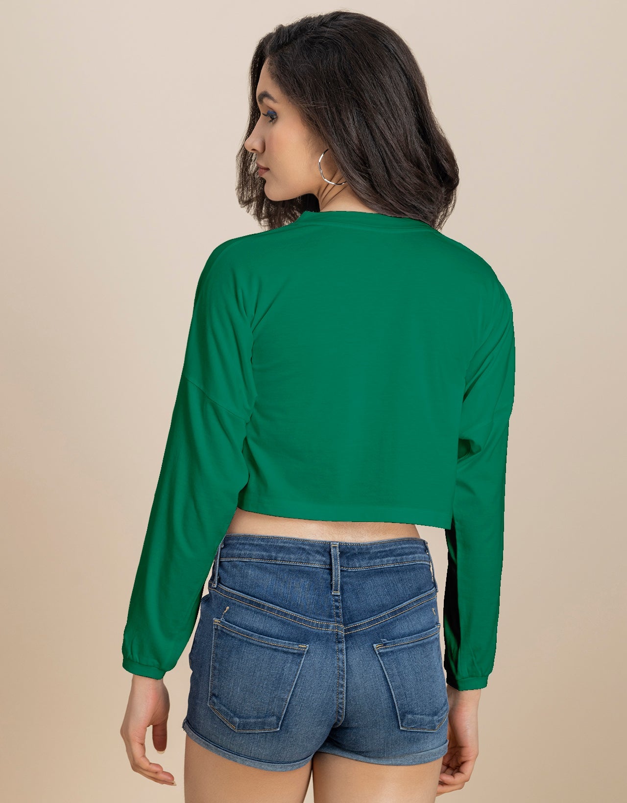 Full Sleeves Boxy Crop Top For Women