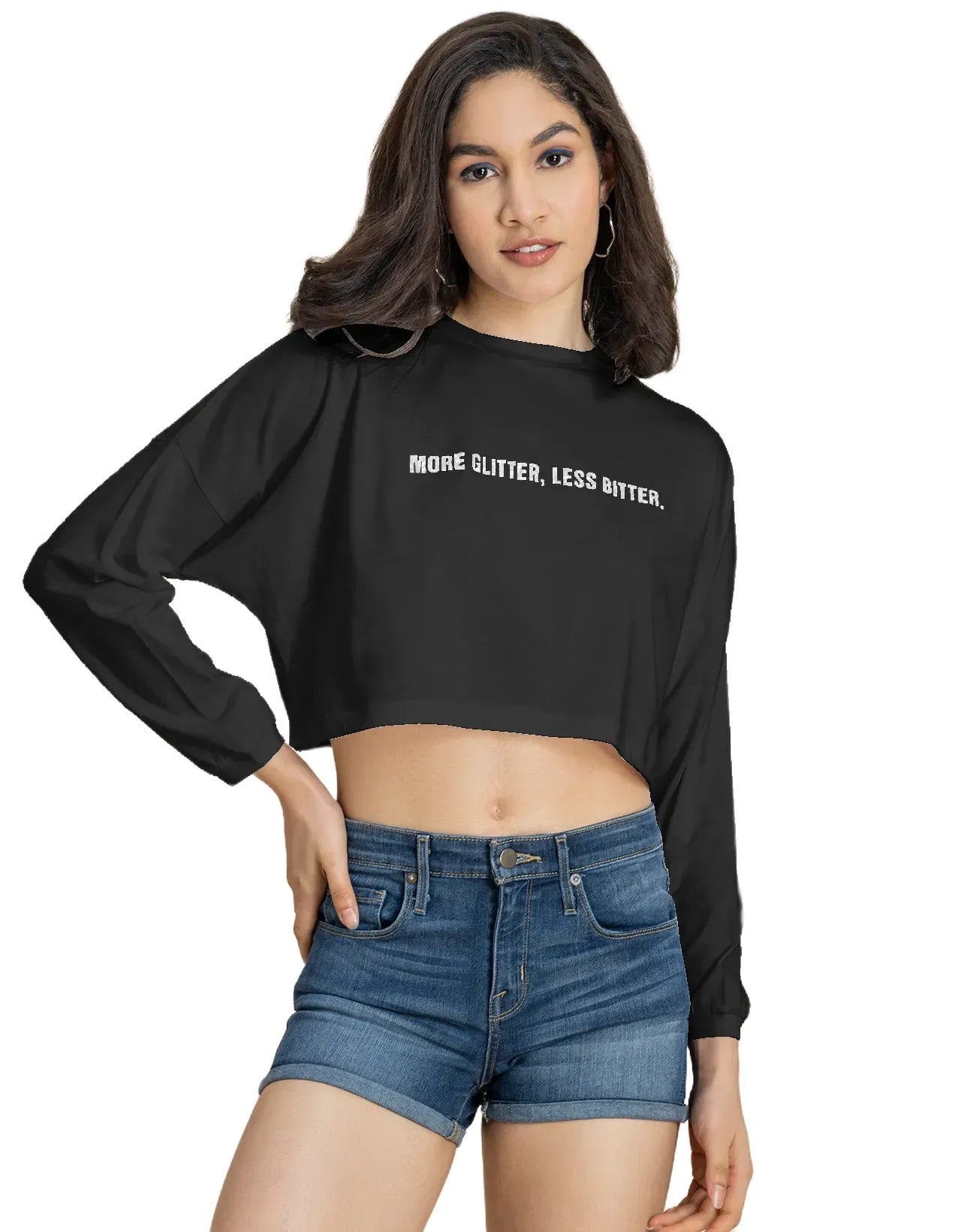 Full Sleeves Boxy Crop Top For Women