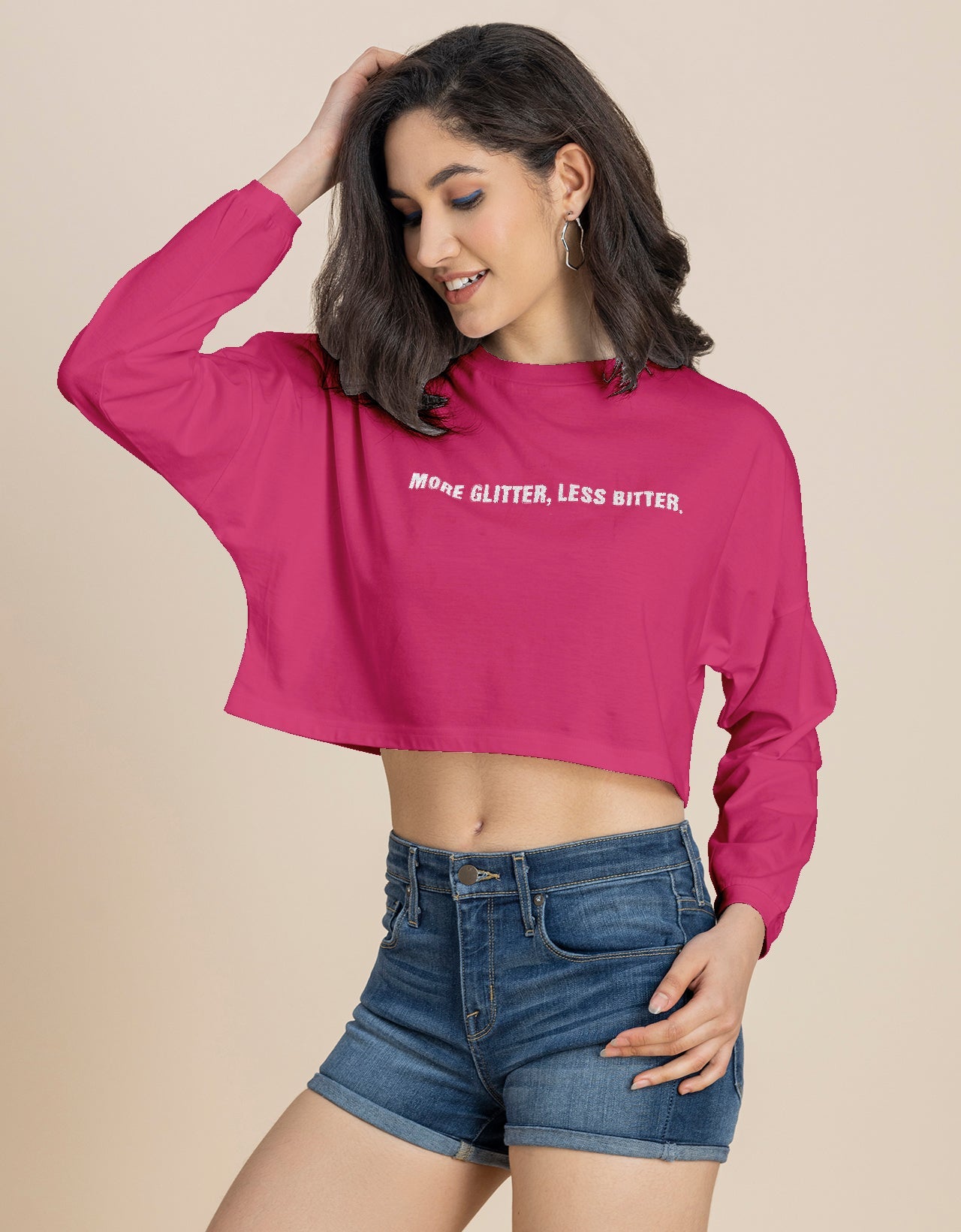 Full Sleeves Boxy Crop Top For Women