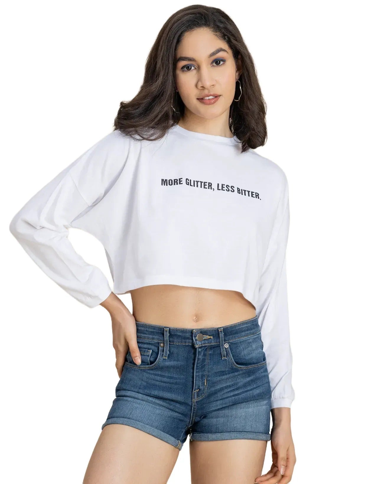 Full Sleeves Boxy Crop Top For Women