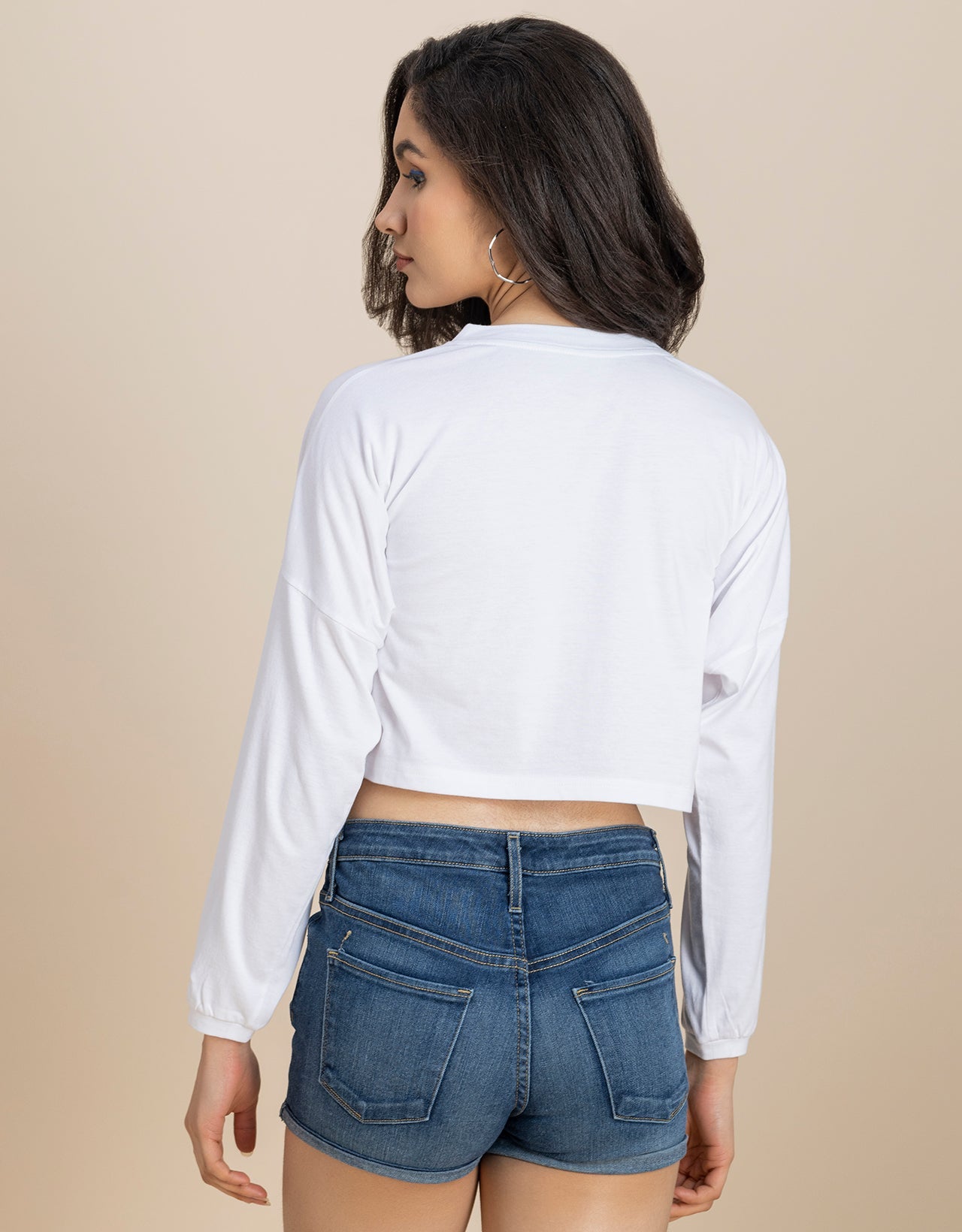 Full Sleeves Boxy Crop Top For Women