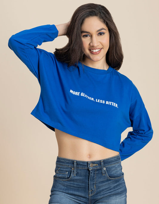 Full Sleeves Boxy Crop Top For Women