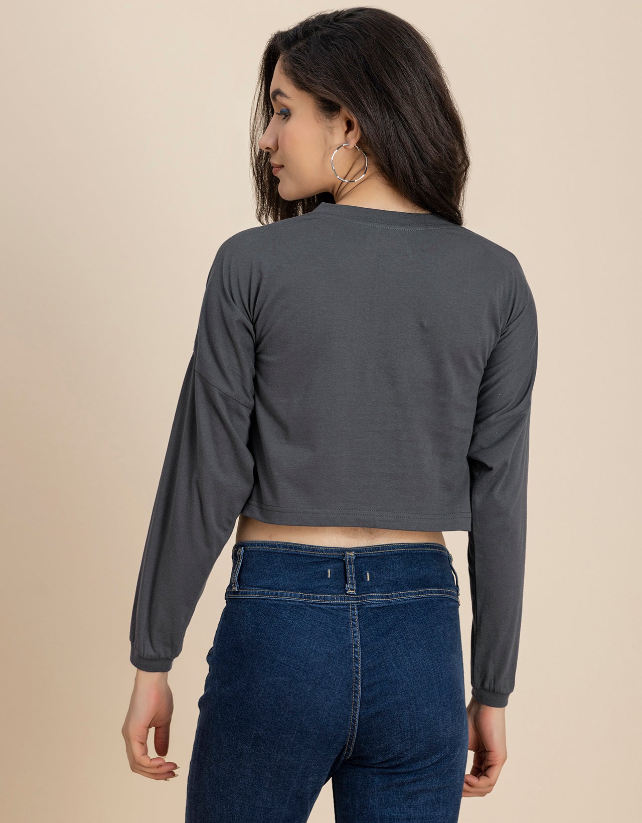 Full Sleeves Boxy Crop Top For Women