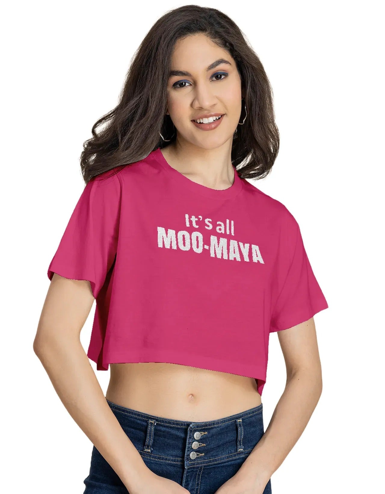 Round Neck Crop T-Shirt, Chic Casual Tee