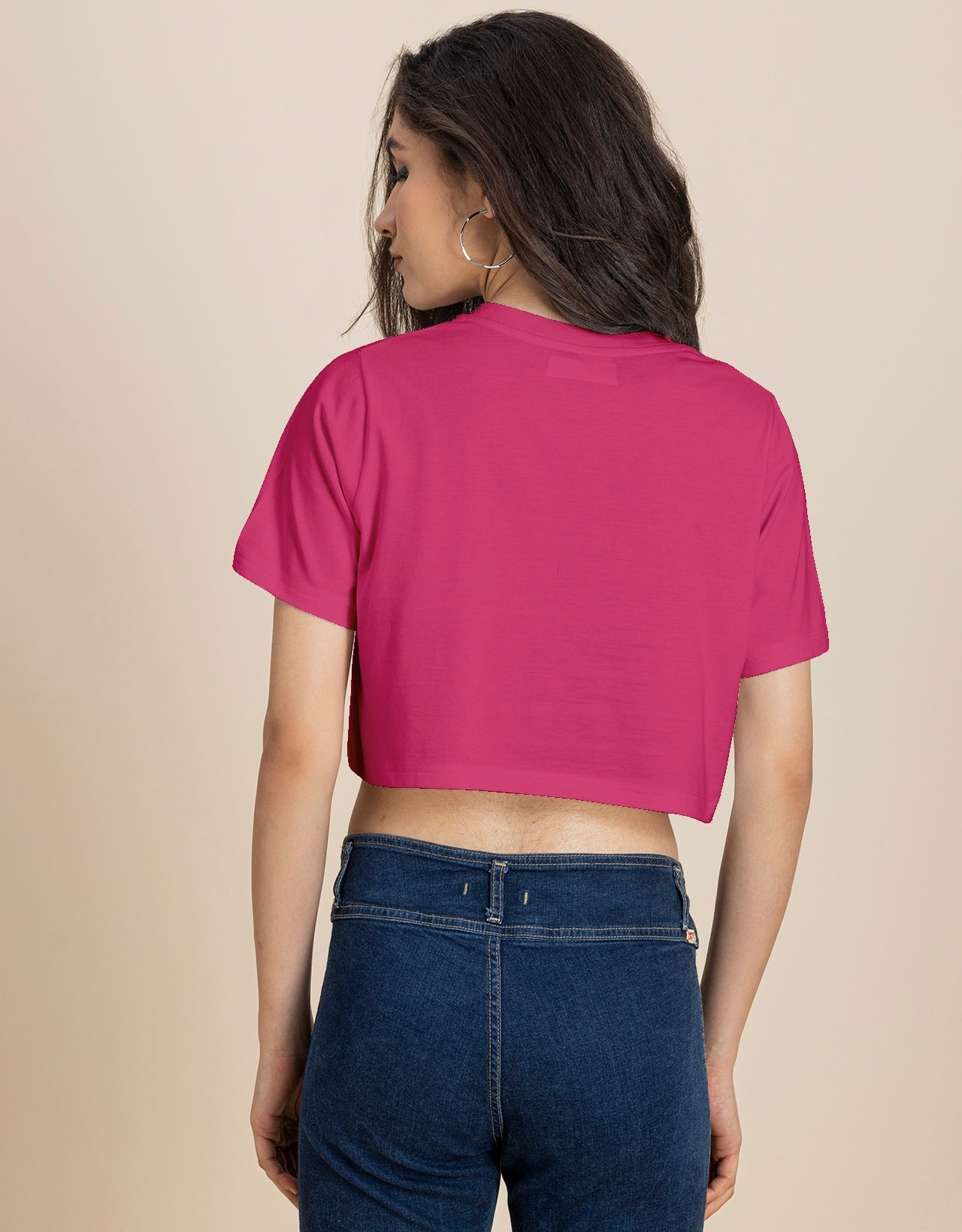Round Neck Crop T-Shirt, Chic Casual Tee