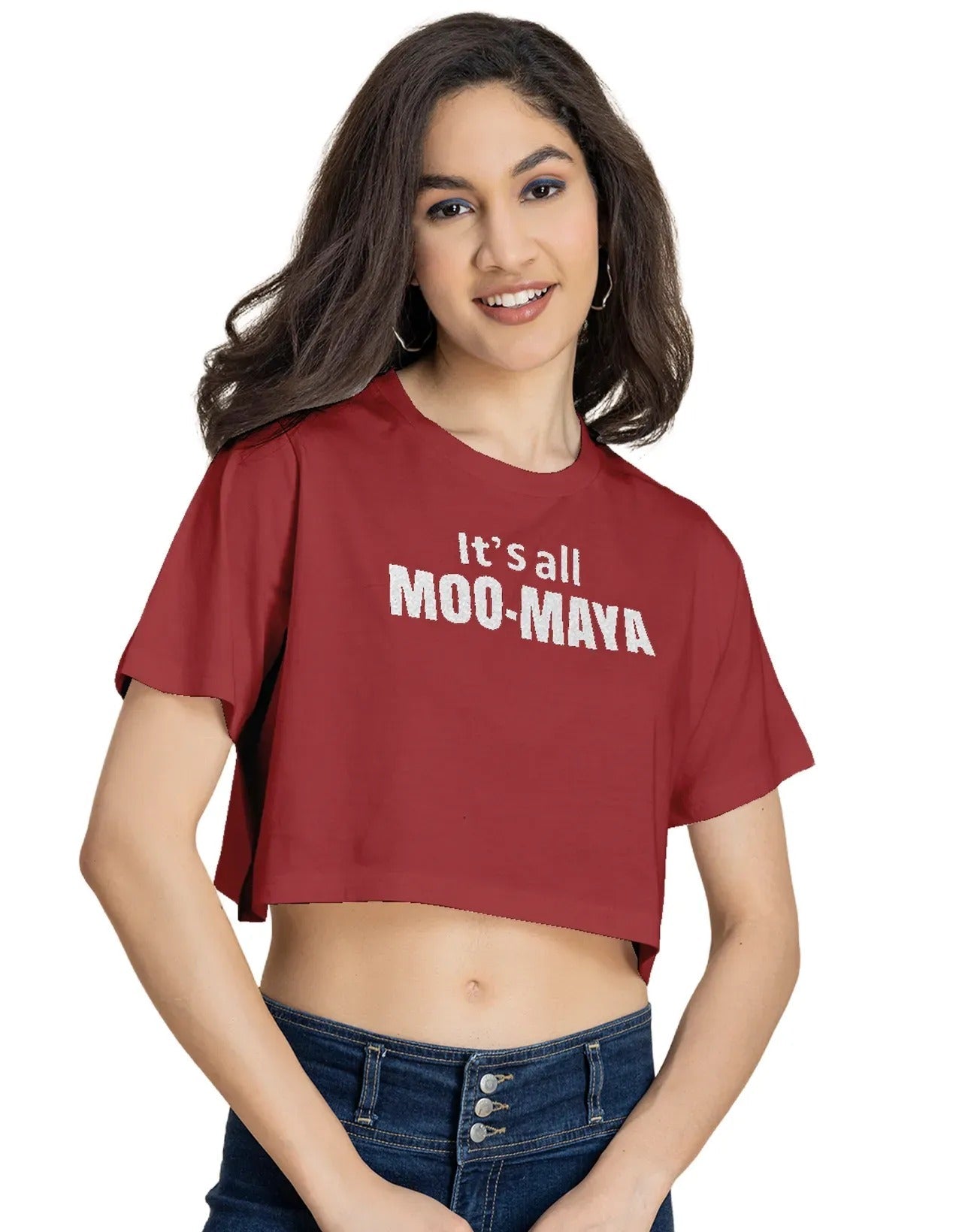 Round Neck Crop T-Shirt, Chic Casual Tee