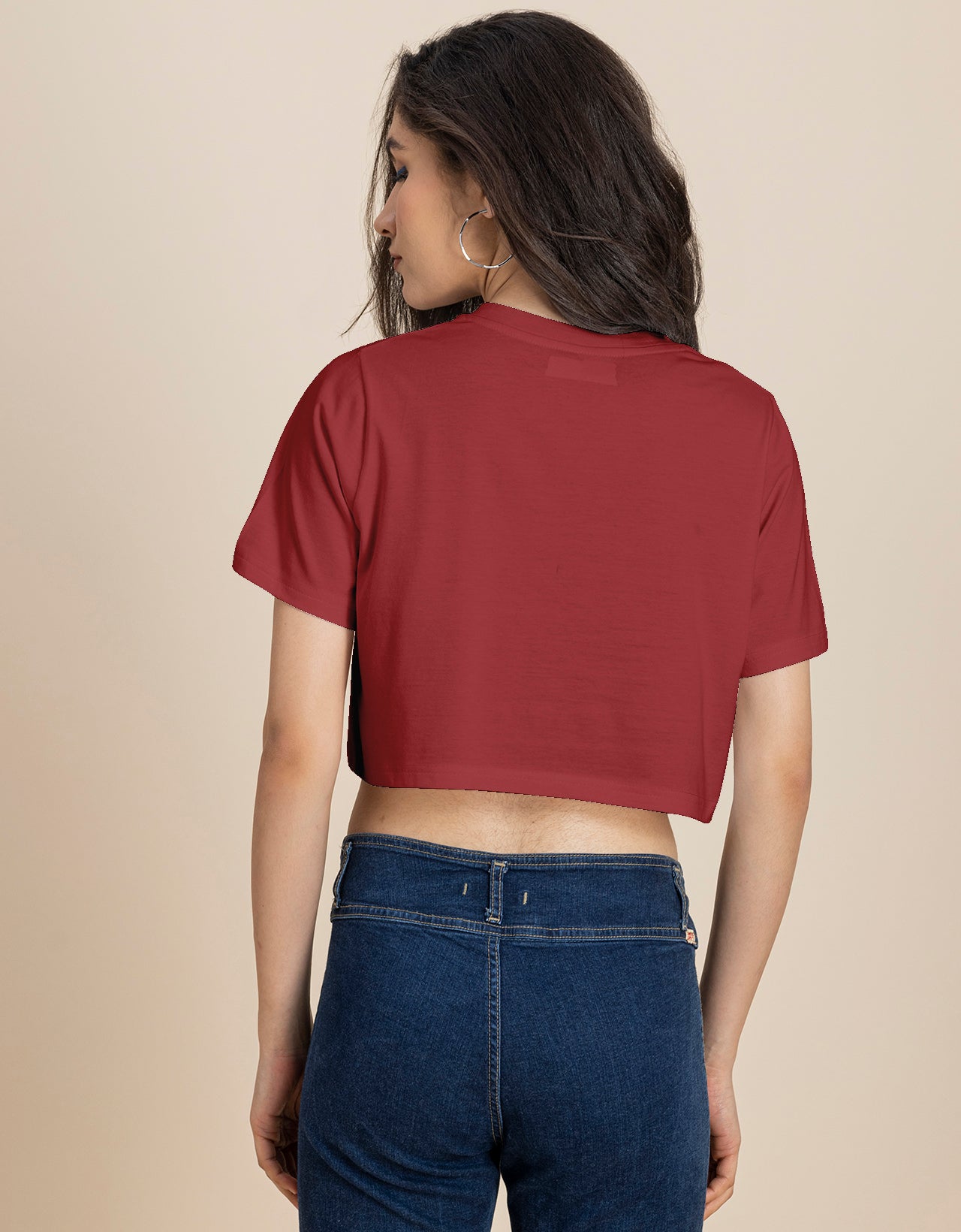 Round Neck Crop T-Shirt, Chic Casual Tee