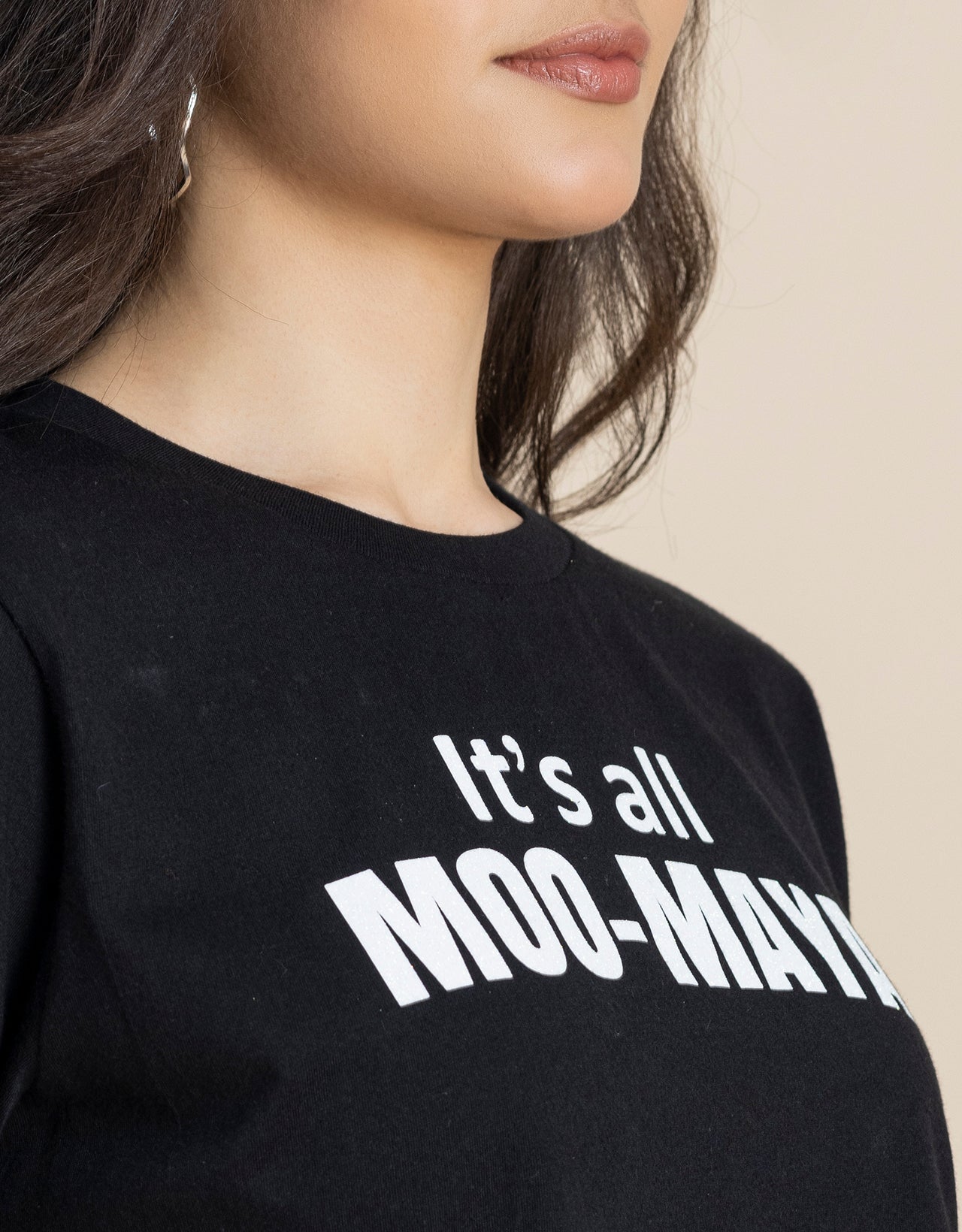 Round Neck Crop T-Shirt, Chic Casual Tee