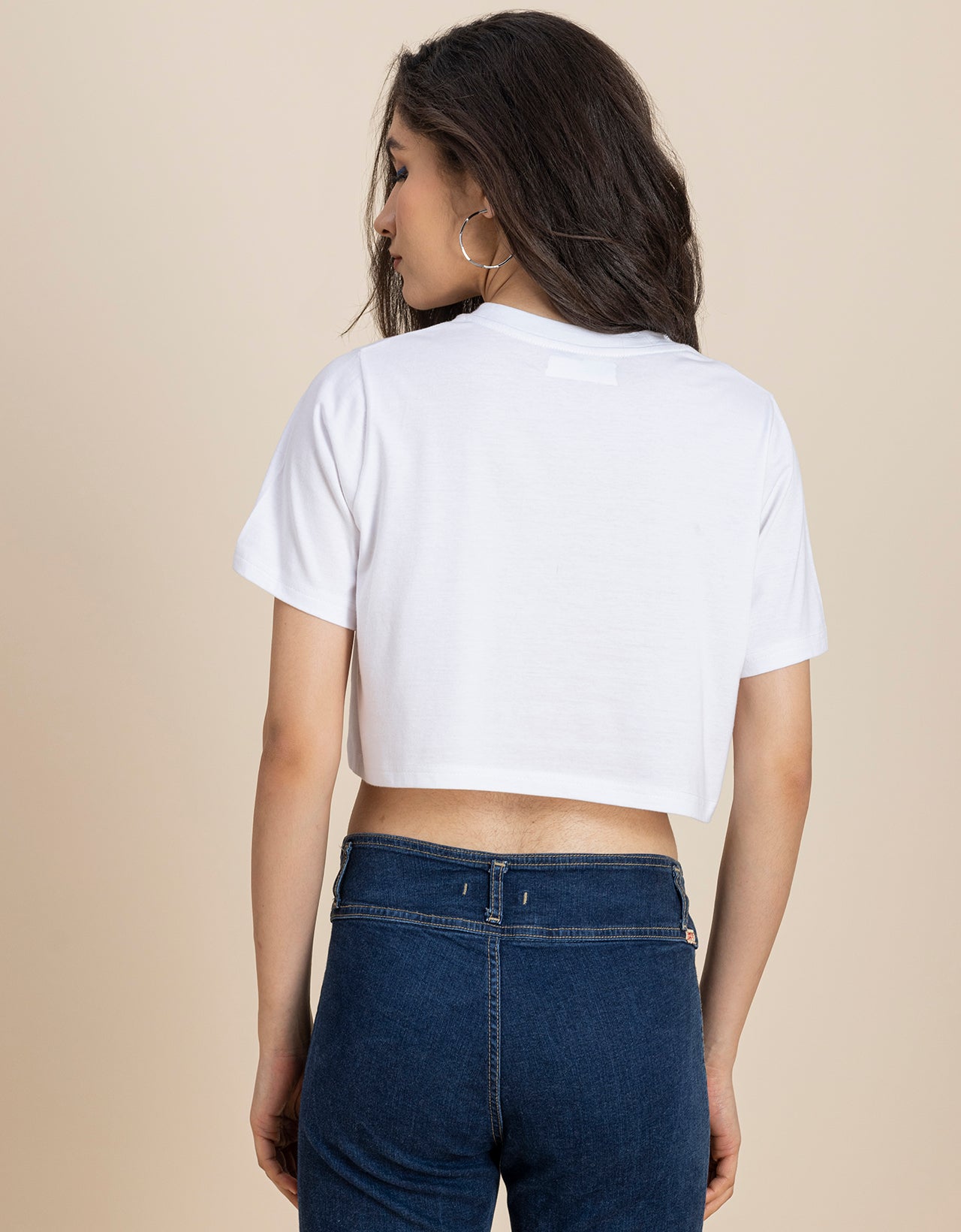 Round Neck Crop T-Shirt, Chic Casual Tee