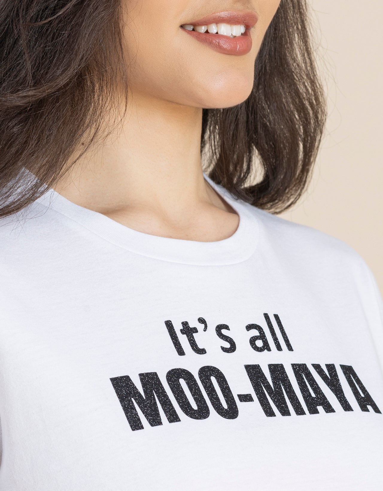 Round Neck Crop T-Shirt, Chic Casual Tee