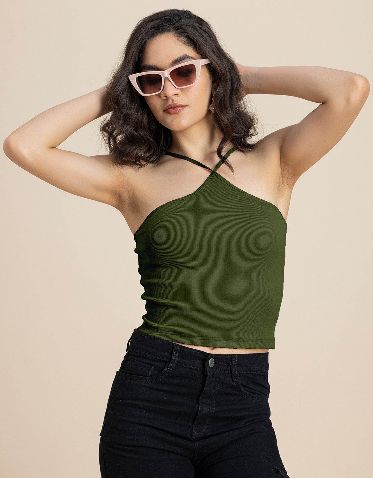 Casual Halter Neck Crop Top For Women