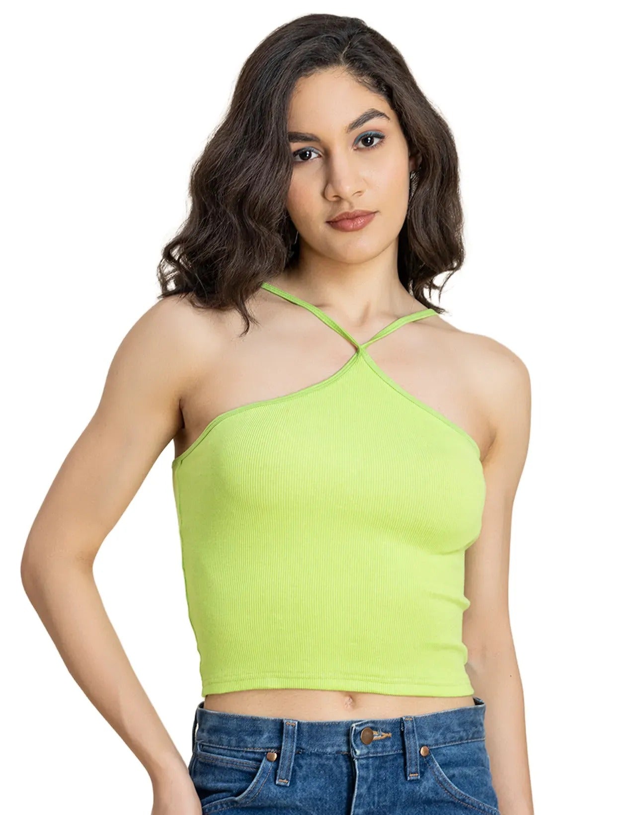 Casual Halter Neck Crop Top For Women