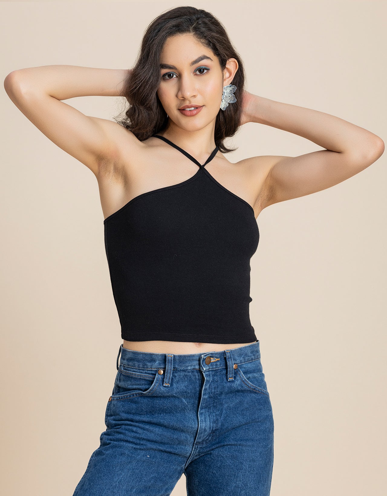 Casual Halter Neck Crop Top For Women
