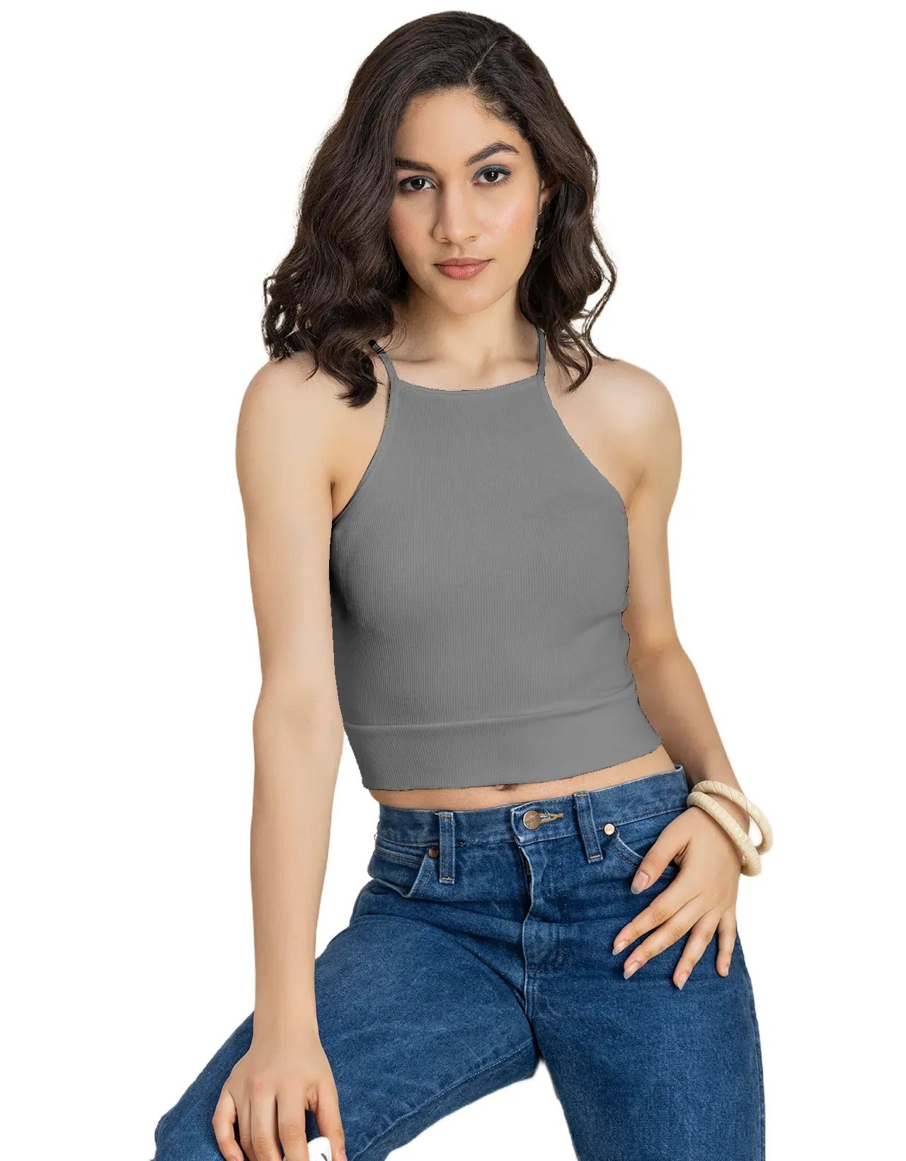 Women Casuals Sporty Crop Sleeveless Top