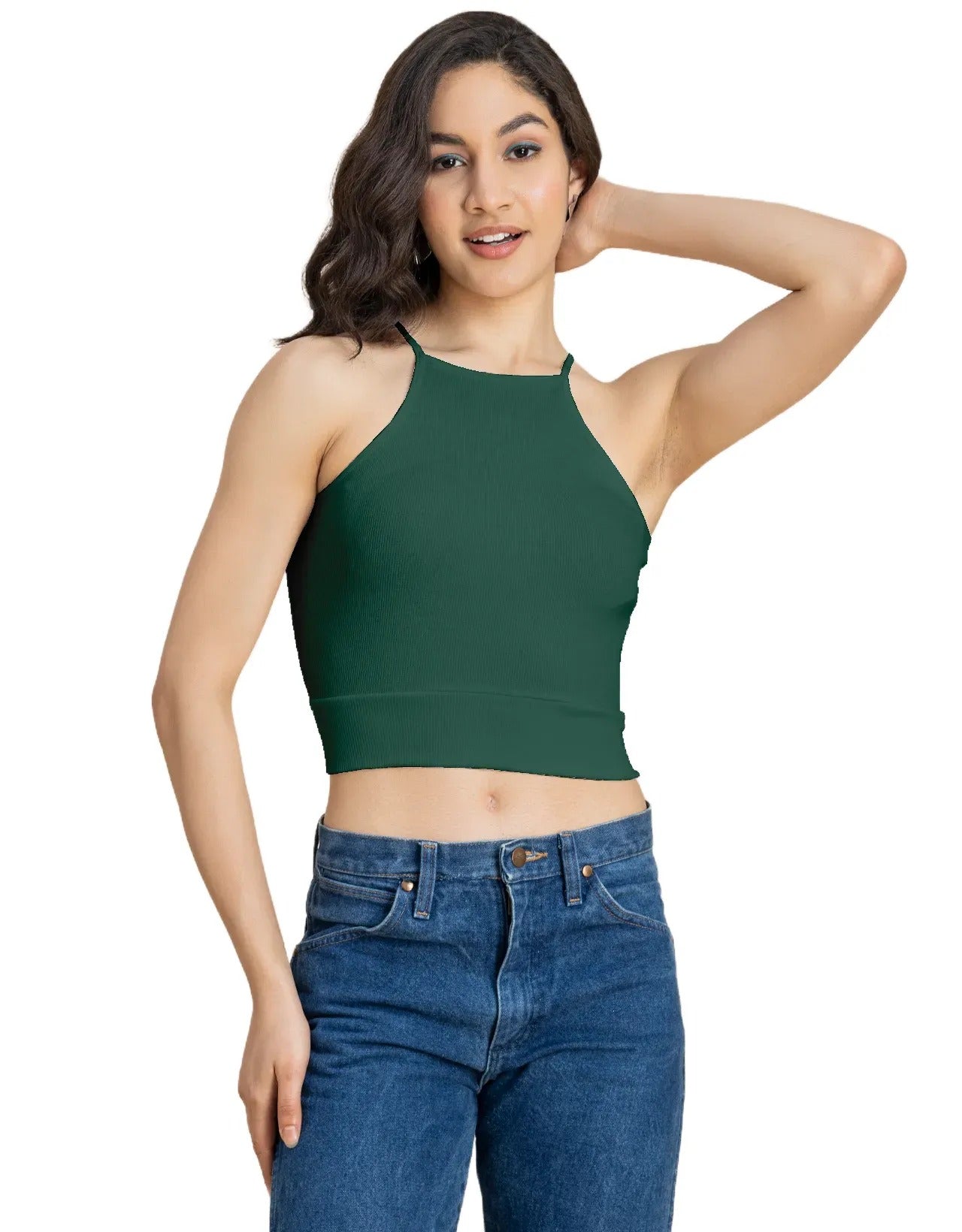 Women Casuals Sporty Crop Sleeveless Top