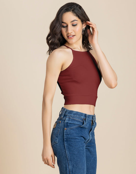Women Casuals Sporty Crop Sleeveless Top
